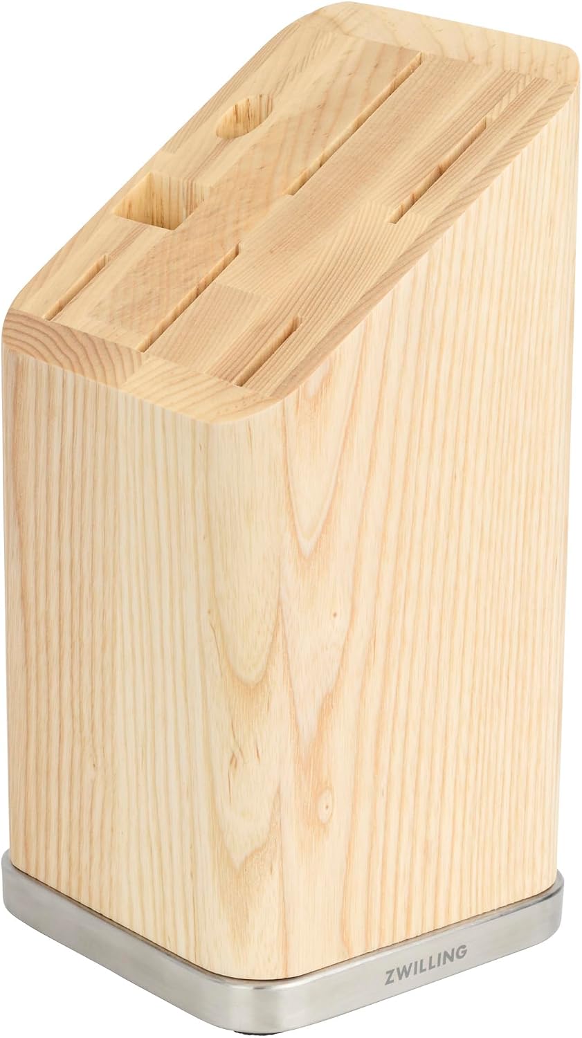 ZWILLING Storage Slanted Knife Block with Stainless Steel Base - Natural Ash
