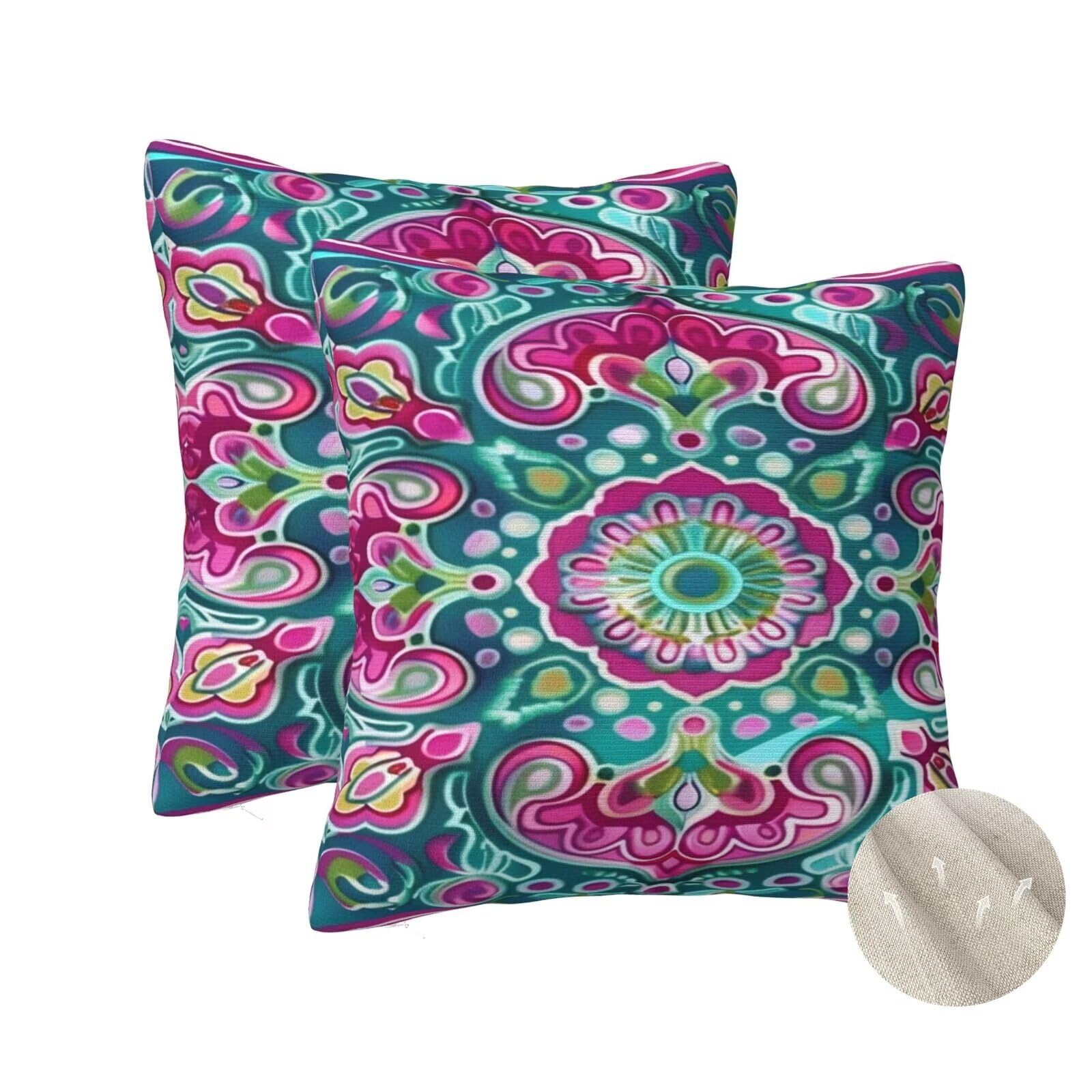 Housses de coussin mandala 60x60 pour canapé et salon bohème