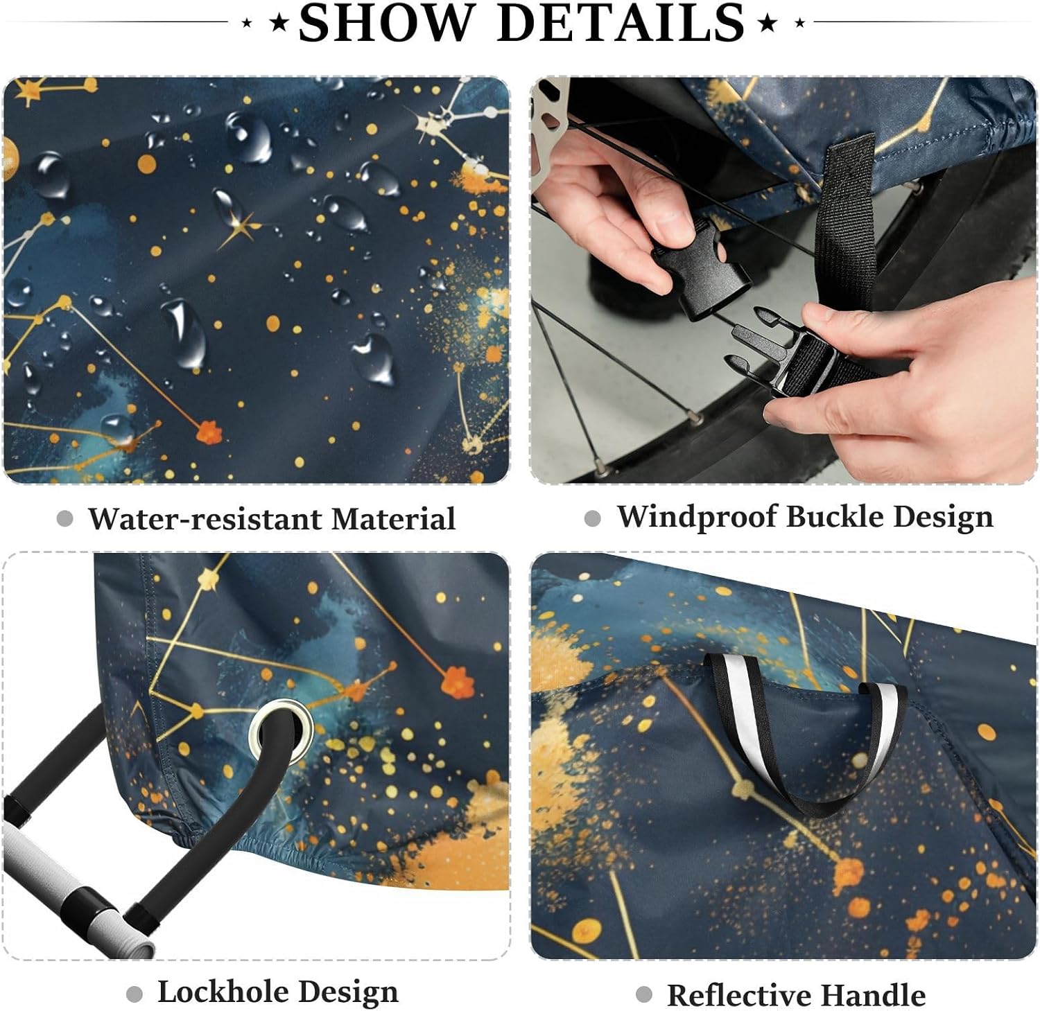 ALAZA Constellation Starry Sky Bike Cover Waterproof Outdoor Ebike Bicycle Covers Tarp Protection for 1/2 Bikes, Sun UV Dust Wind Proof