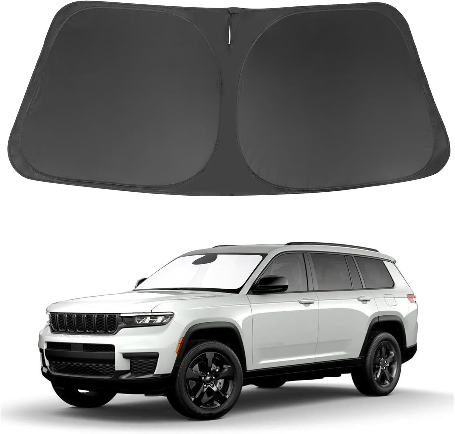 Windshield Sun Shade Custom Fit 2021-2024 2025 2026 Jeep Grand Cherokee L/Jeep Grand Cherokee SUV Accessories Front Window Sunshade Sun Visor Protector Blocks Rays