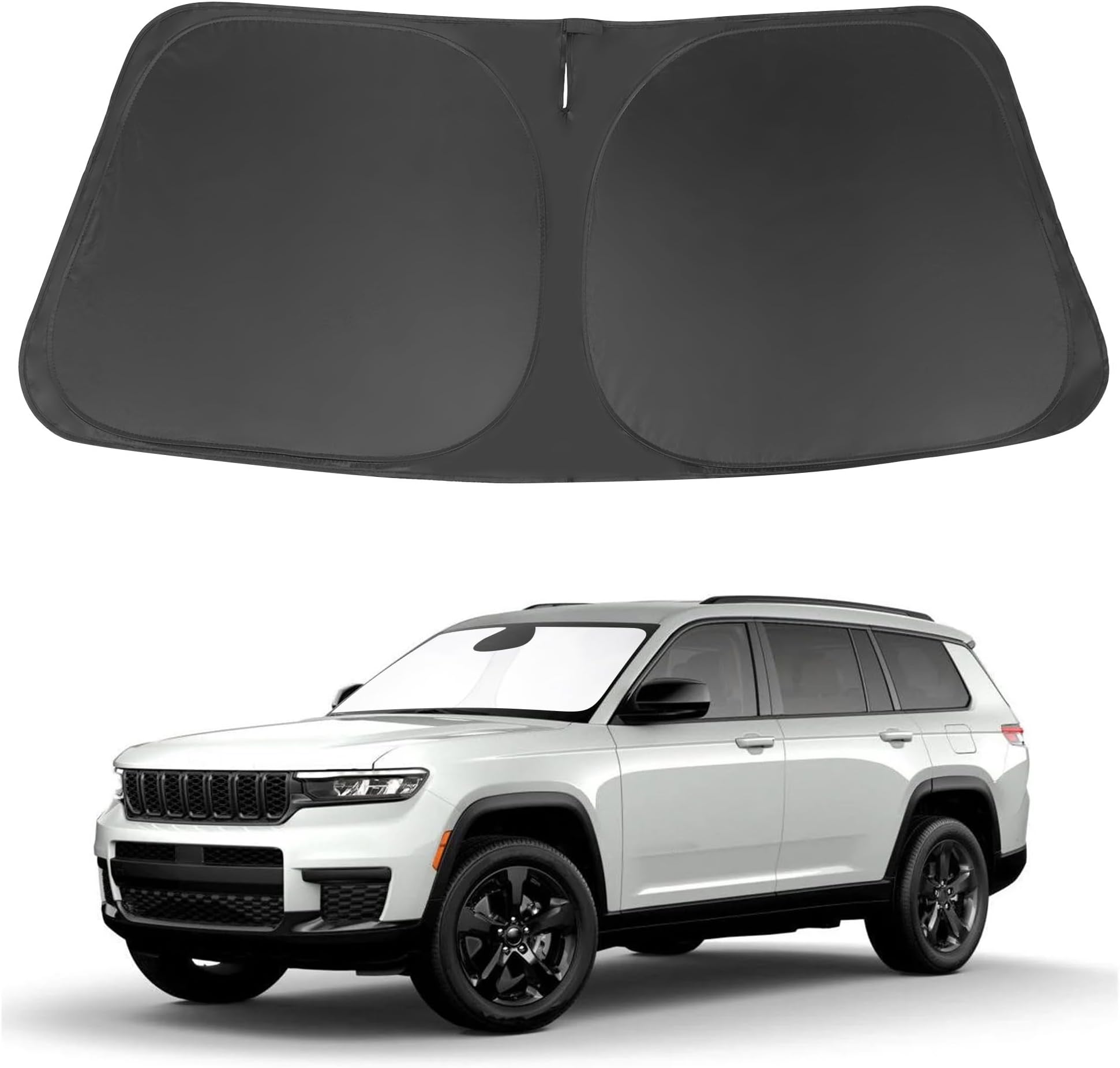 Windshield Sun Shade Custom Fit 2021-2024 2025 2026 Jeep Grand Cherokee L/Jeep Grand Cherokee SUV Accessories Front Window Sunshade Sun Visor Protector Blocks Rays