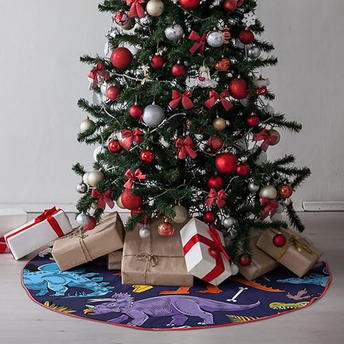 Miniatura 7 de Cartoon Dinosaur Christmas Tree Skirt Cute Xmas Tree Mat for Home Party Christmas Decorations 30"x30"