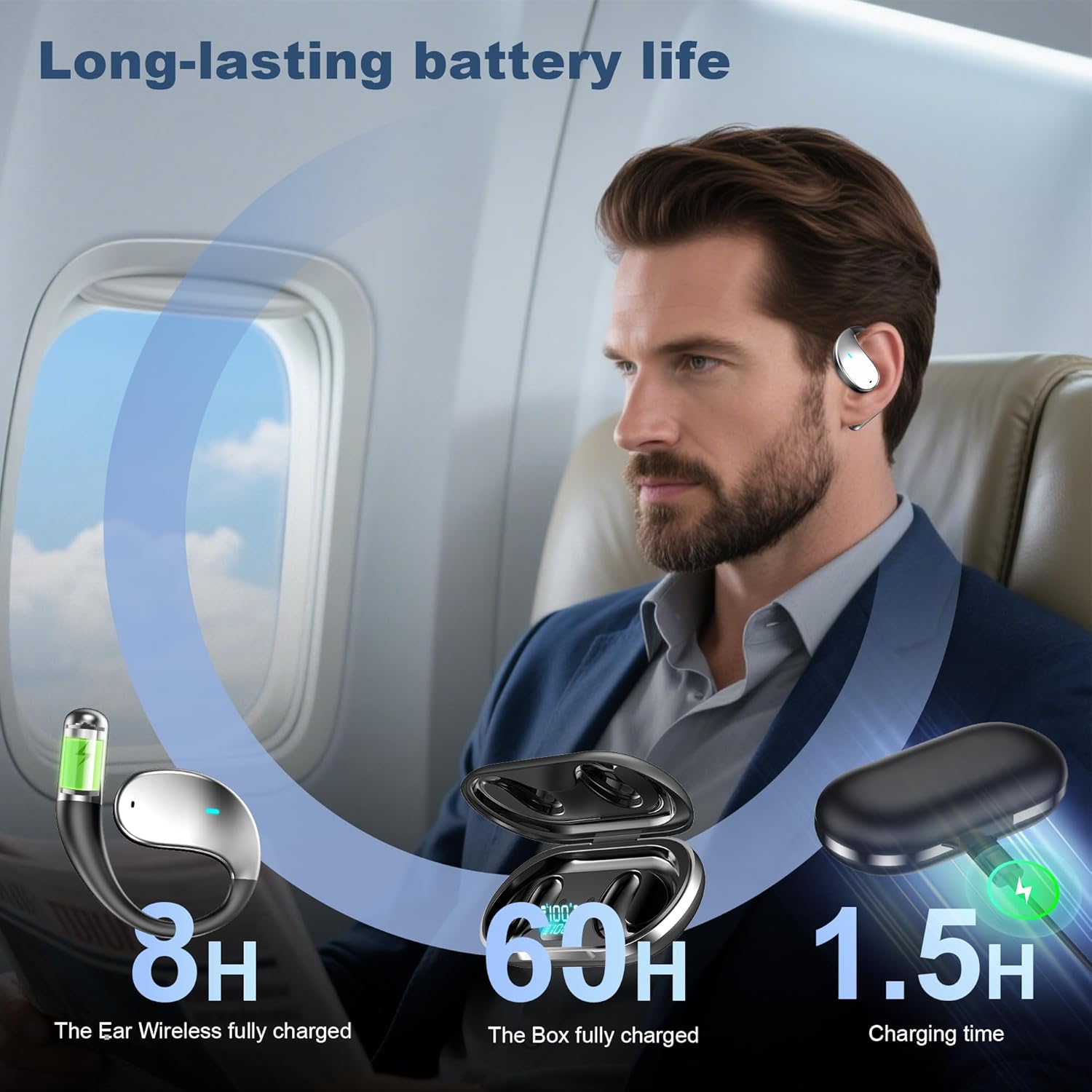 Translation Earbuds Real Time, 3-in-1 AI Language Translator Earbuds Headphones for 144 Languages & Accents, Support Offline Translation Wireless Bluetooth Earphones for Business Travel, Black - Image 6