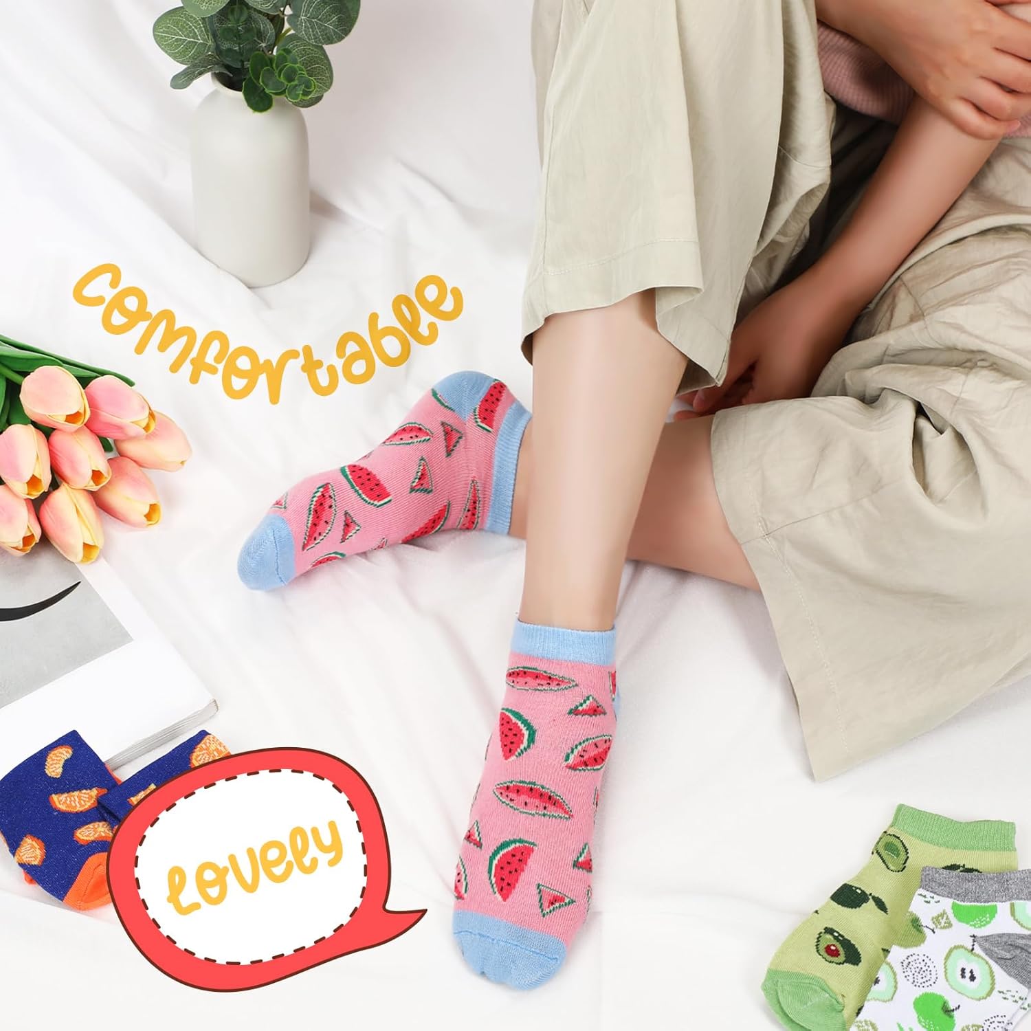 Leumoi 12 Pairs Fruit Ankle Socks Cute Fun Novelty No Show Low Cut Sock Sizes 6-12 for Women Ladies for Fruit Lover Gift - Image 2