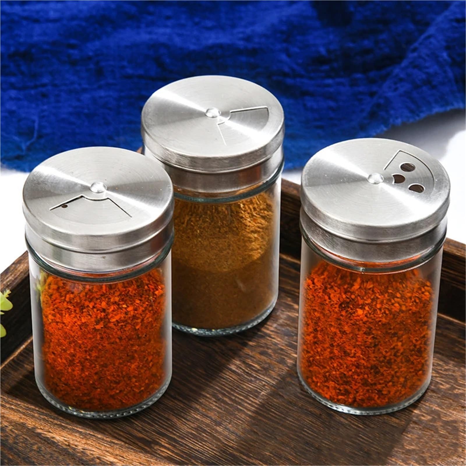 Tarro de Especias Cocina con Tapa giratoria, 2 uds para Casa | Tarro de cristal transparente del condimento for el aspersor casero del condimento del Bbq