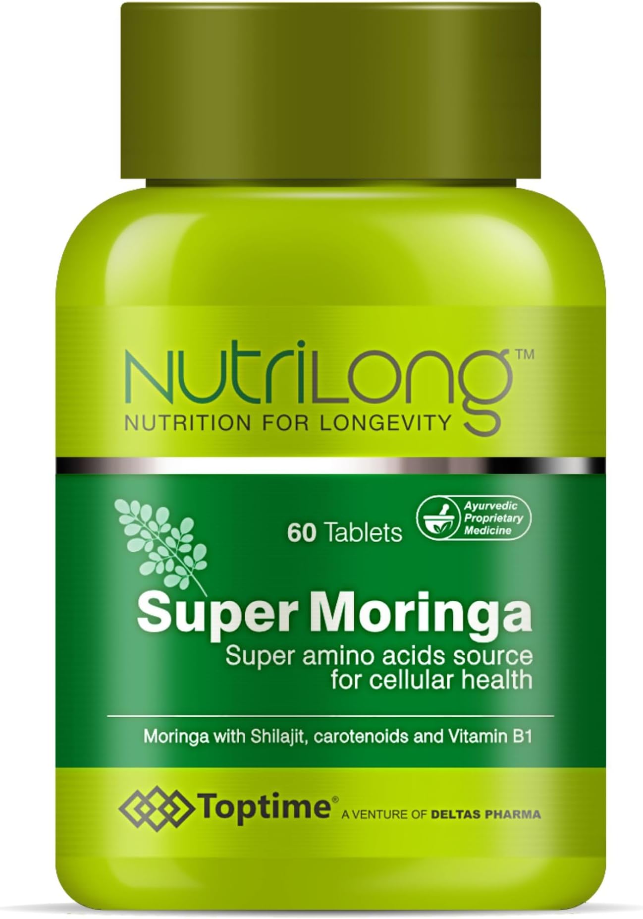 Nutrilong Super Moringa Tablets 60 Count – Herbal Daily Supplement with Plant-Based Nutrients & Amino Acids for Energy, Vitality & General Wellness