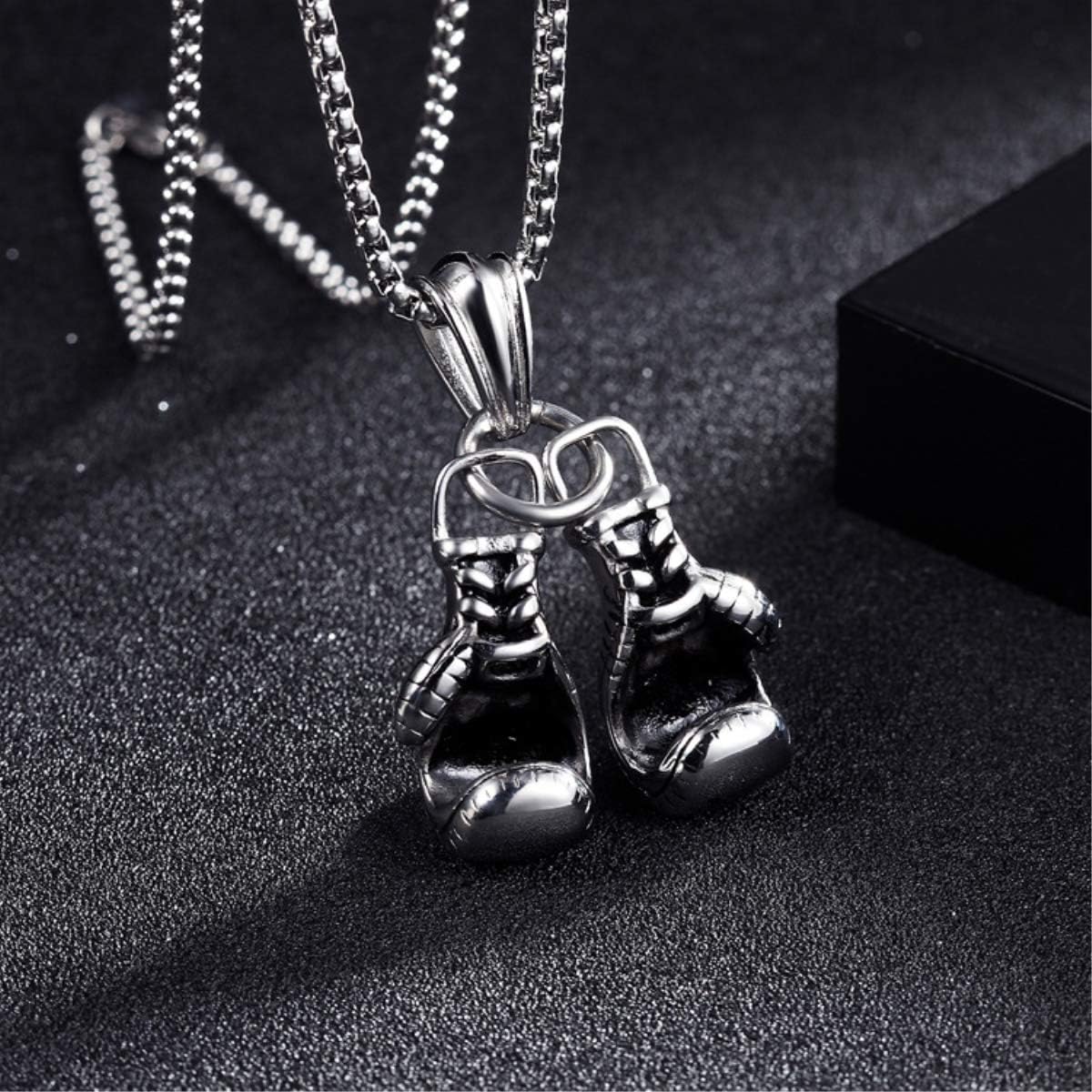 Leprato Boxing Gloves Necklace Boxing Chain Pendant Necklace Punk Jewelry Gifts for Men Women - Image 3