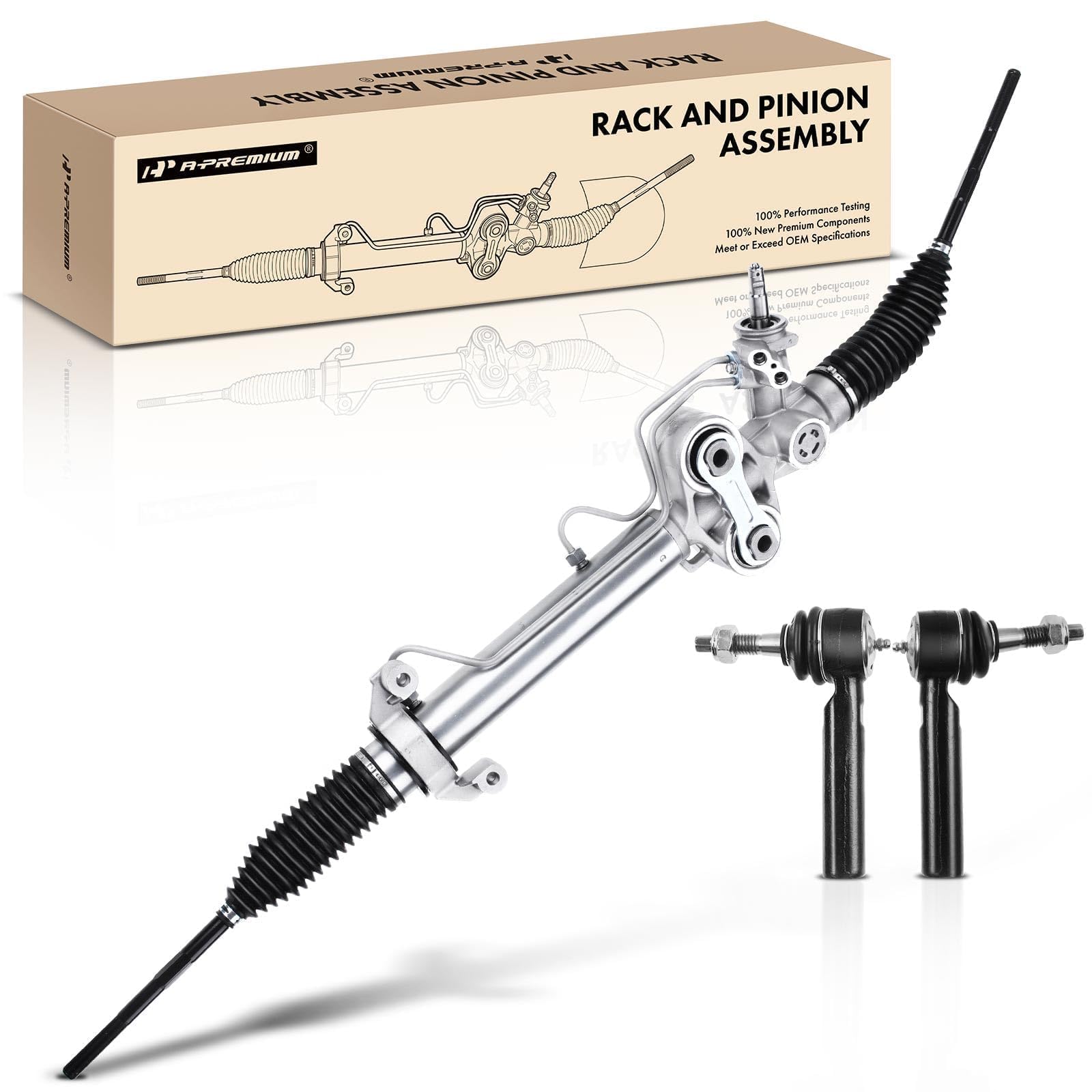 a-premium - 3pcs hydraulic power steering rack and pinion compatible with chevrolet silverado 1500 & gmc sierra 1500, 2007 2008 2009 2010 2011 2012 2013, with outer tie rod ends