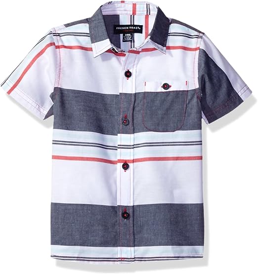 French Toast Boys' Short Sleeve Woven Shirt, Red, 24M Clothing, Shoes & Jewelry