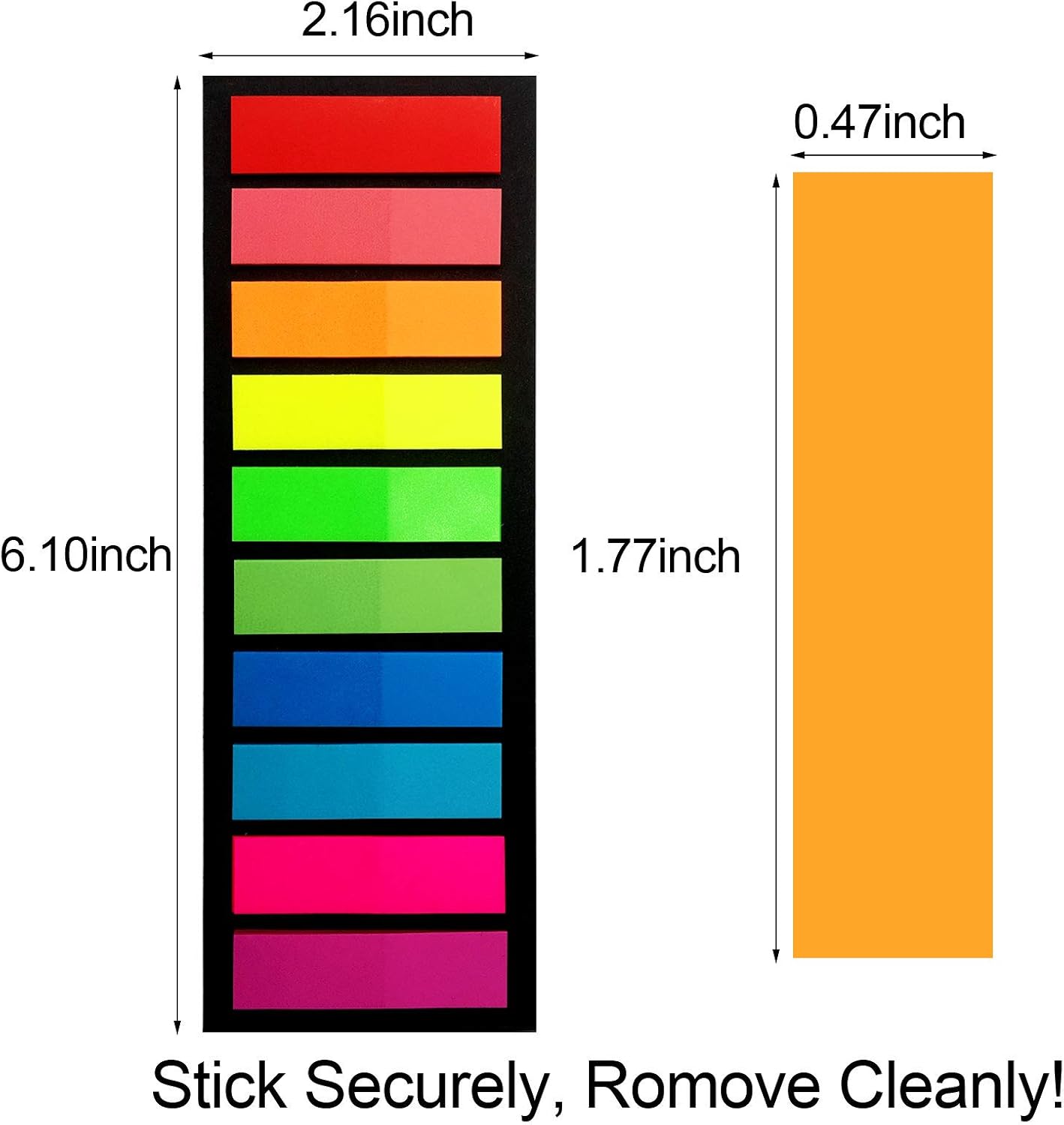 1200Pcs Colored Page Markers,6 Sets Fluorescent Sticky Tabs in 10 Primary Colors,Neon Sticky Notes Flags,Waterproof Writable Translucent Page Flags for Books,Bookmarks,Notebook,Removes Cleanly