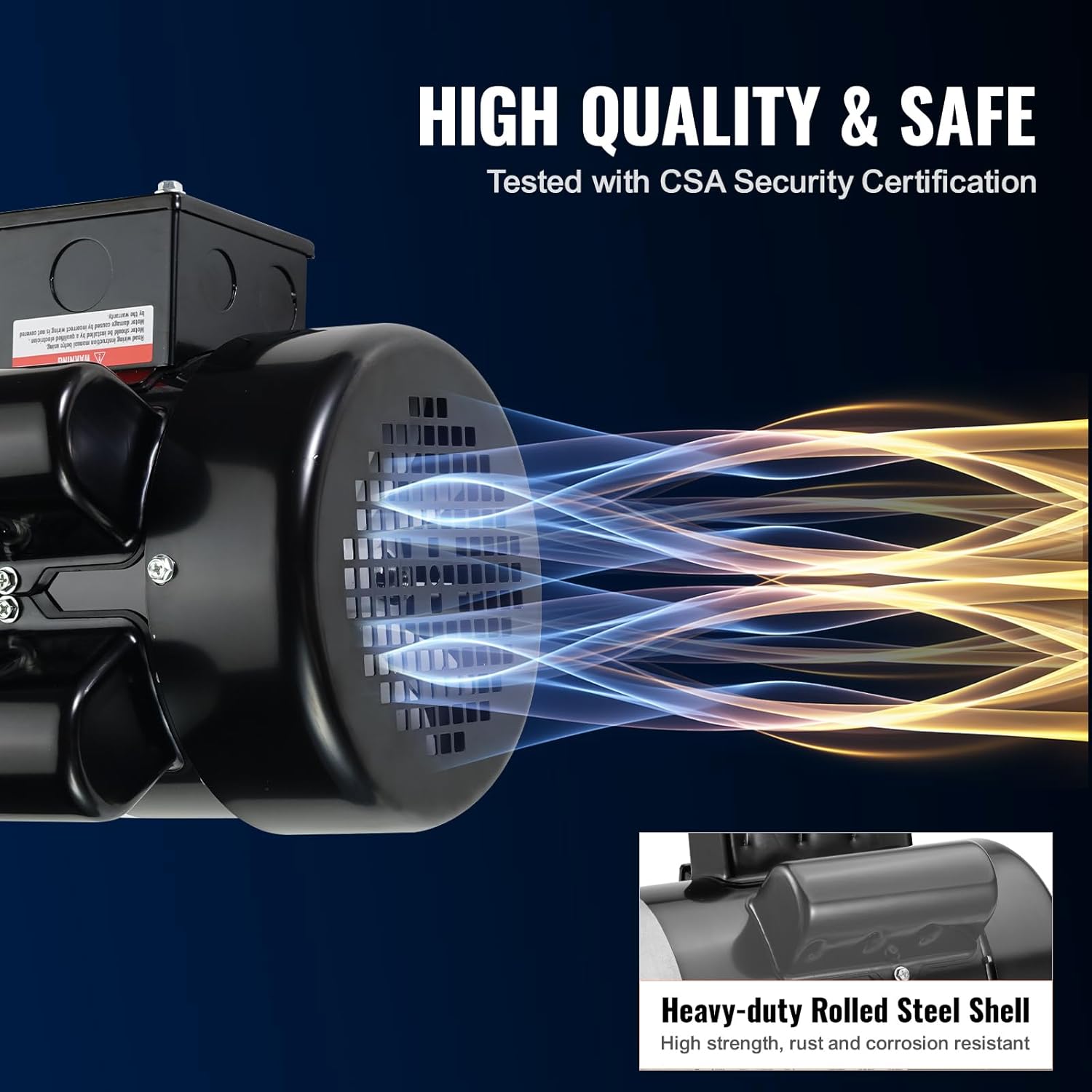 VEVOR 1.5HP Electric Motor 3450 RPM, AC 115V/230V, 56C Frame, Air Compressor Motor Single Phase, 5/8" Keyed Shaft, CW/CCW Rotation for General Equipment and Agricultural Machinery