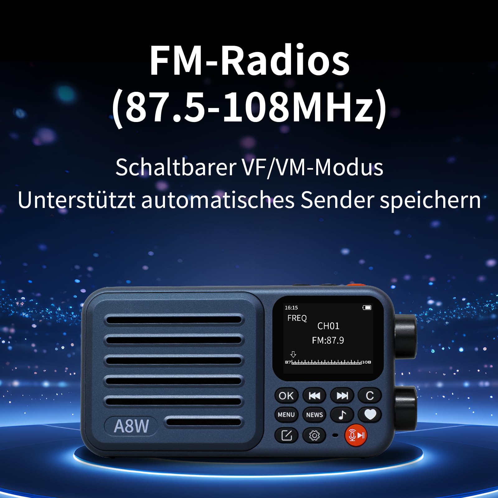 Choyong Récepteur radio Internet intelligent A8W - WiFi / 4G - Haut-parleur avec FM, carte micro SD, tous les radios du monde, pour la maison avec WiFi, radio numérique, choyoung A8W