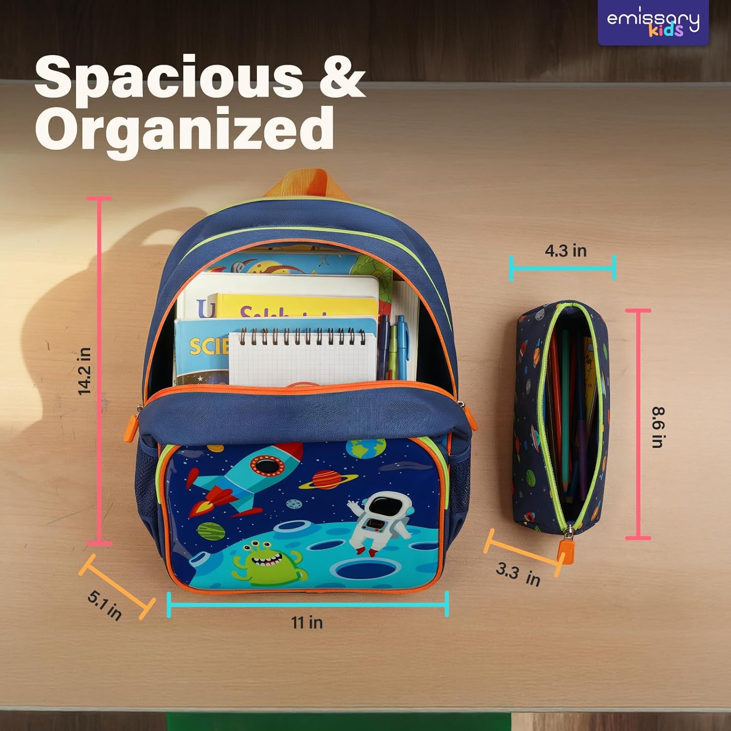 emissary Space Backpack Set for Boys, 3-Piece School Set with Backpack, Insulated Lunch Bag & Pencil Case, Durable & Lightweight School Supplies for Kids Ages 4-12