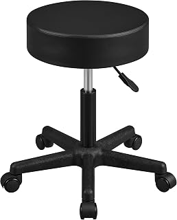 Yaheetech Rollhocker höhenverstellbar,Arbeitshocker Bürohocker 360° drehbar mit Rollen,Hocker Drehhocker 10 cm Dicke Polsterung 46-61.5 cm Sitzhöhe,Schwarz | 360° drehbar mit Rollen, Hocker Drehhocker 10 cm Dicke Polsterung, Schwarz