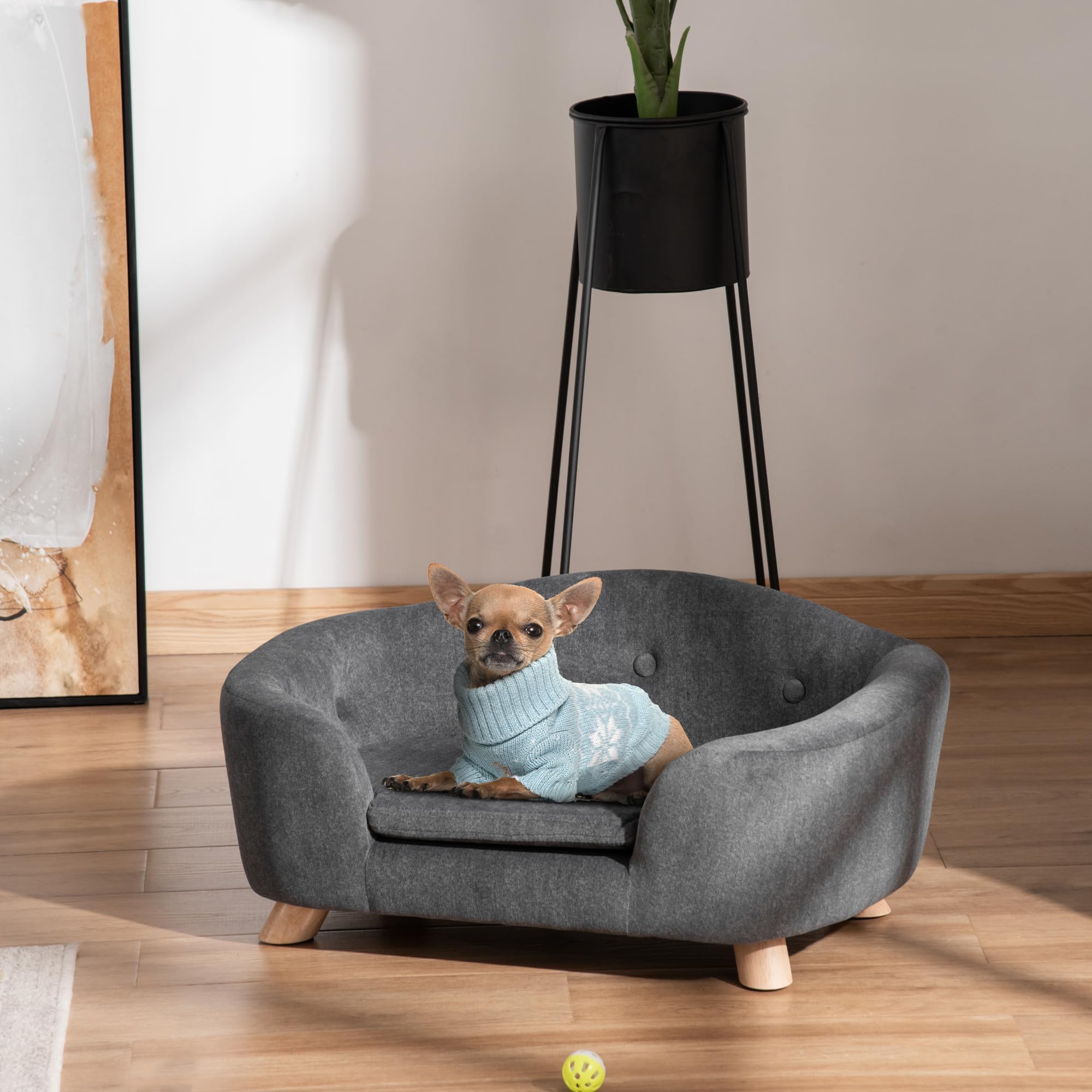 PawHut Cuccia per Cani di Taglia Piccola 70x47x30cm Grigio Antracite