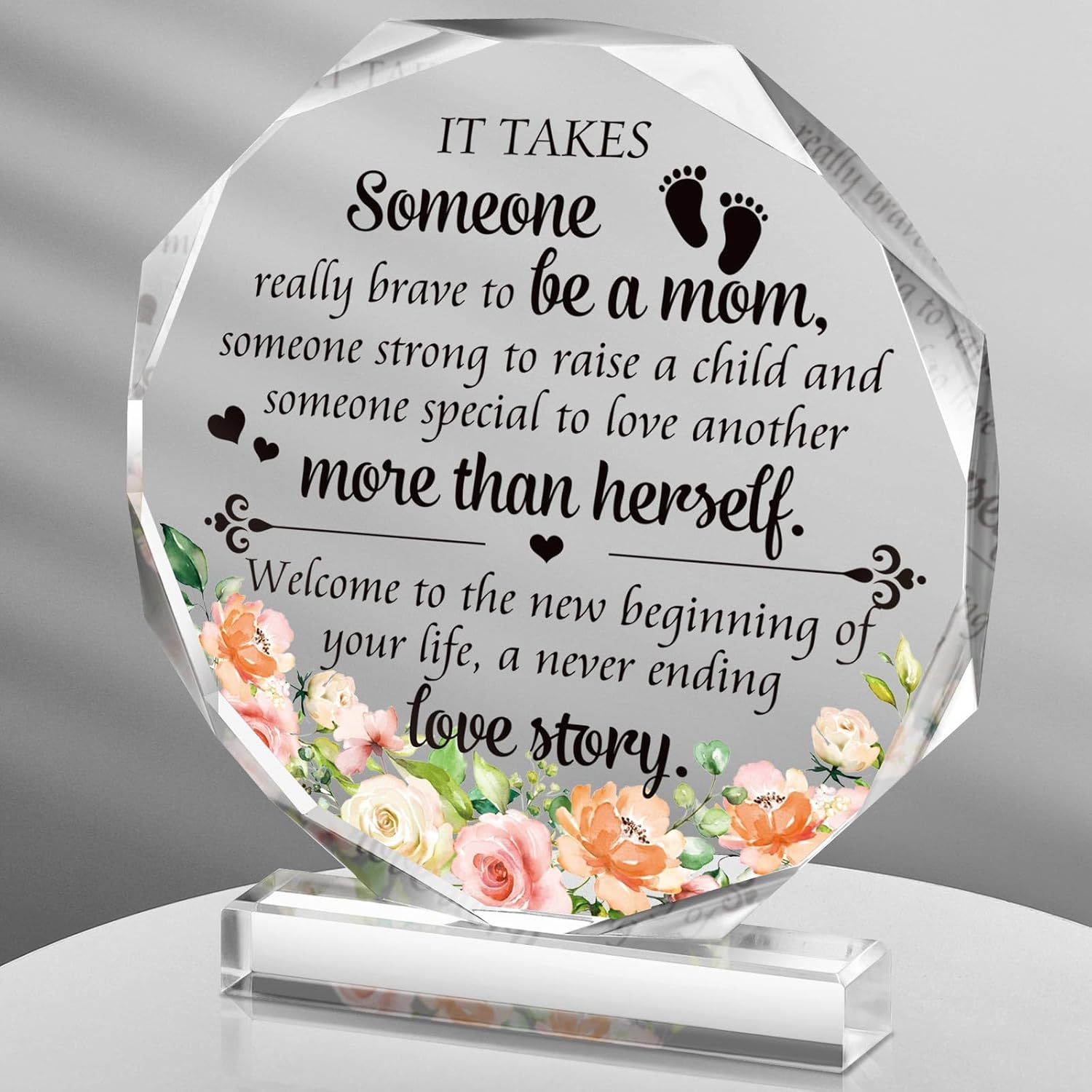 New Mom Gifts Acrylic Desk Decor for Mom to Be First Mothers Day Gift for Women Friends Inspirational