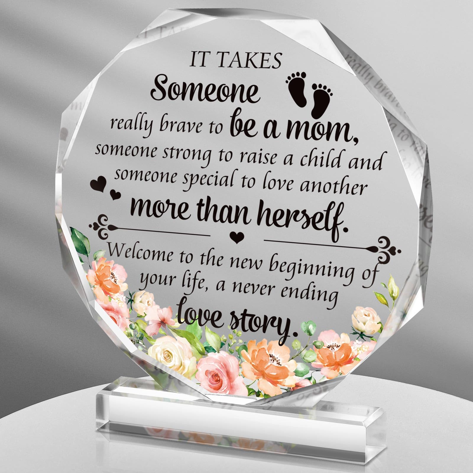 New Mom Gifts Acrylic Desk Decor for Mom to Be First Mothers Day Gift for Women Friends Inspirational