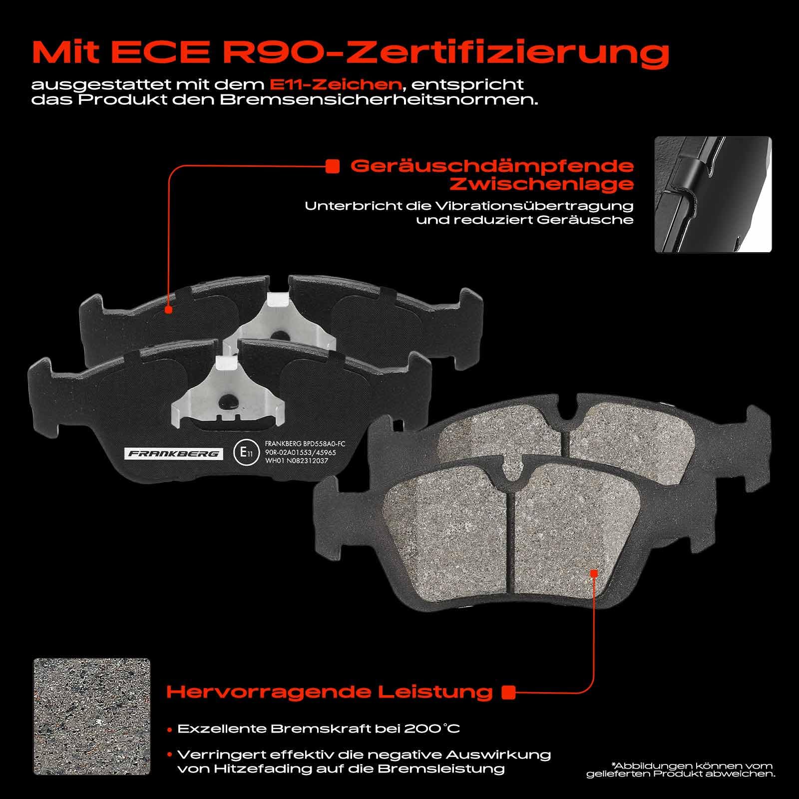 Frankberg Bremsensatz inkl. 2x Bremsscheiben + 4x Bremsbeläge Vorne Kompatibel mit 3er Touring E46 3er Cabriolet E46 Z4 Roadste.r E85 3er E46 Replace# 34116761244