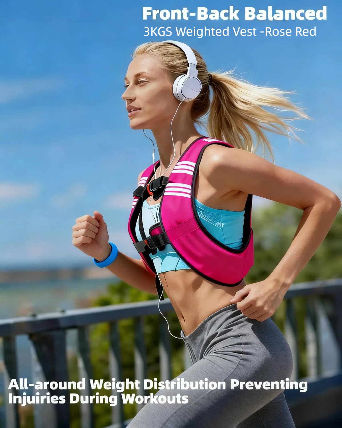 Gewichtsweste, 3kg / 5kg Trainingsweste mit Reflexstreifen und Verstell-Riemen, Fitnessweste für Krafttraining, Laufen, Cardio und Fitness