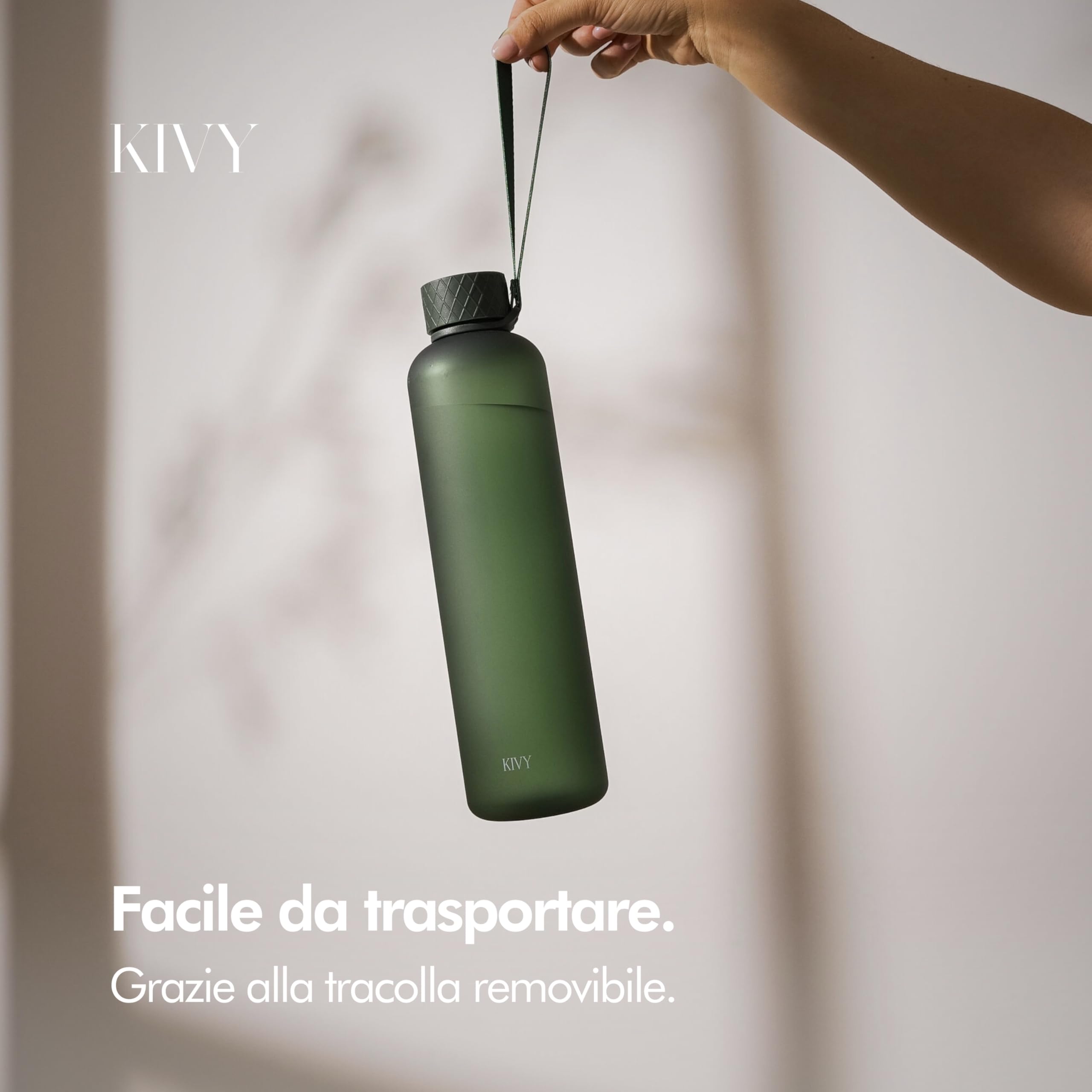 KIVY Borraccia 1 litro - Antigoccia e Antiurto – Perfetta per Sport, Scuola e Ufficio - Borraccia Palestra - Bottiglia 1 Litro - Bottiglia Acqua - Plastica Borracce Sportiva 1l - Senza BPA - Verde