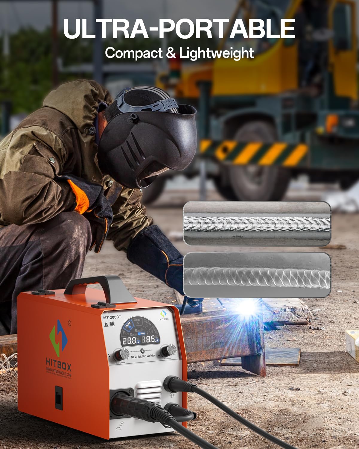HITBOX 4 w 1 Spawarka MIG 200A 230V Inwertor IGBT Gaz/Bezgazowa MIG/MAG Flux Core MMA Lift TIG Wielofunkcyjna Spawarka Synergiczna (MT2000II)