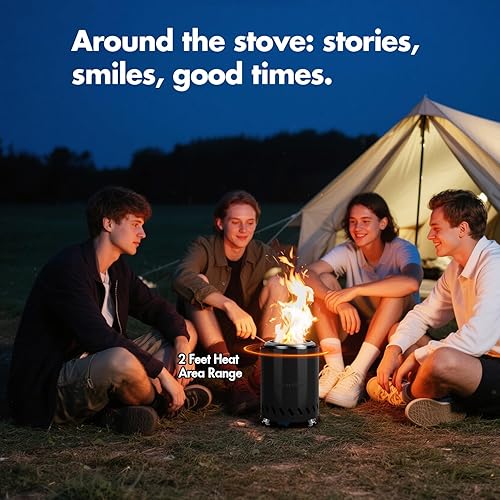 Miniatura 14 de Hoguera de mesa de 9.7 x 7.1 pulgadas, estufa de campamento de bajo humo para fogatas de combustión segura al aire libre, pellets de combustible