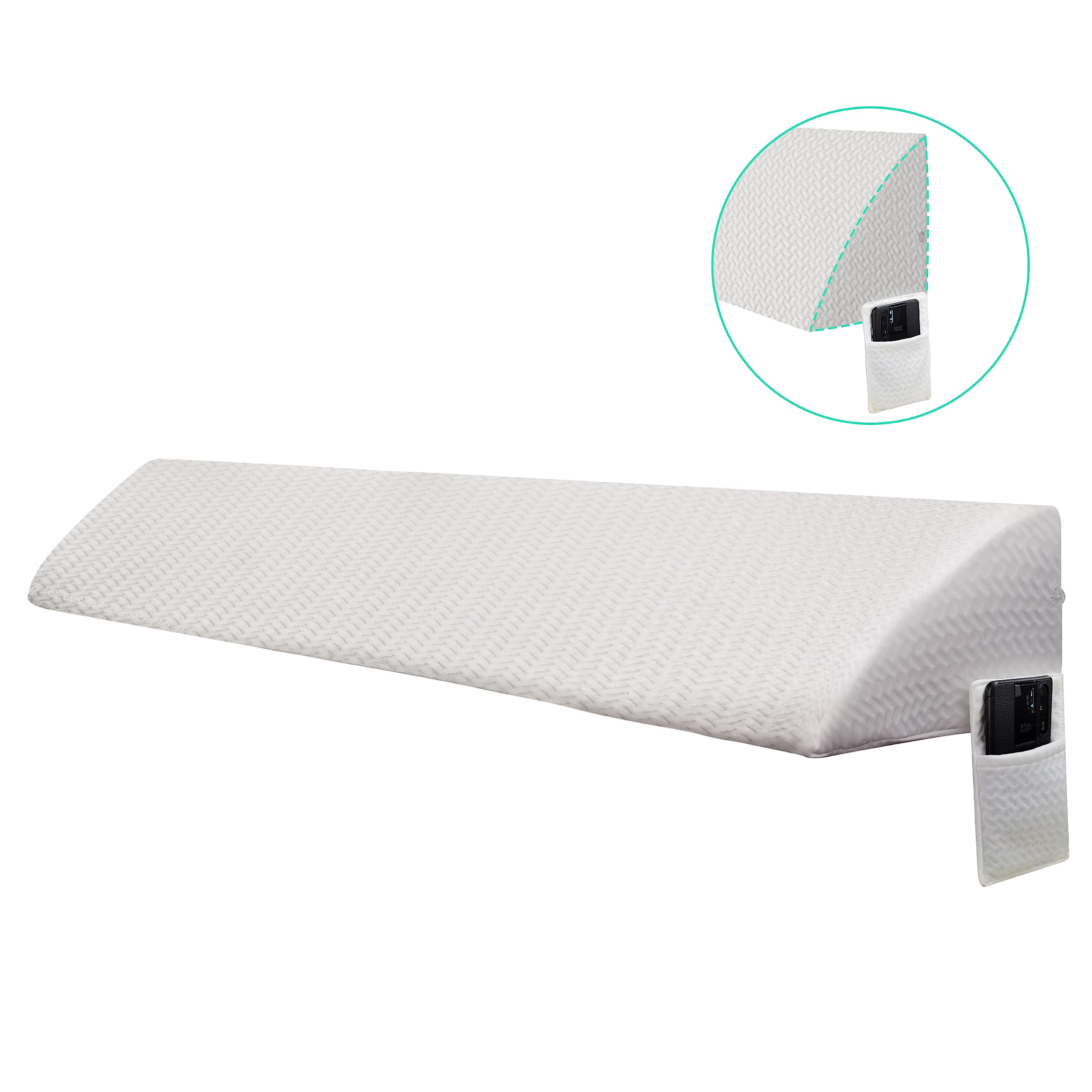 Almohada de cuña de cama para espacio de cabecero, cojín de apoyo de espuma de alta densidad, llena un espacio de 0 a 15 cm entre el colchón y la cabecera, diseño ergonómico para mayor
