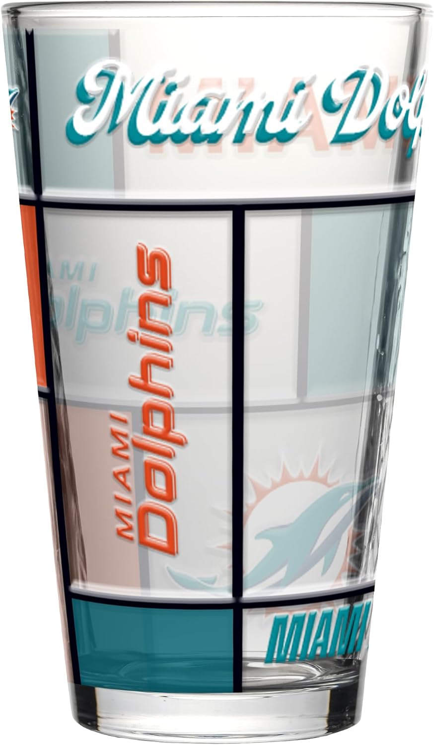 Dolphins 16oz Quilted Stained Pint Glass by Logo Brands