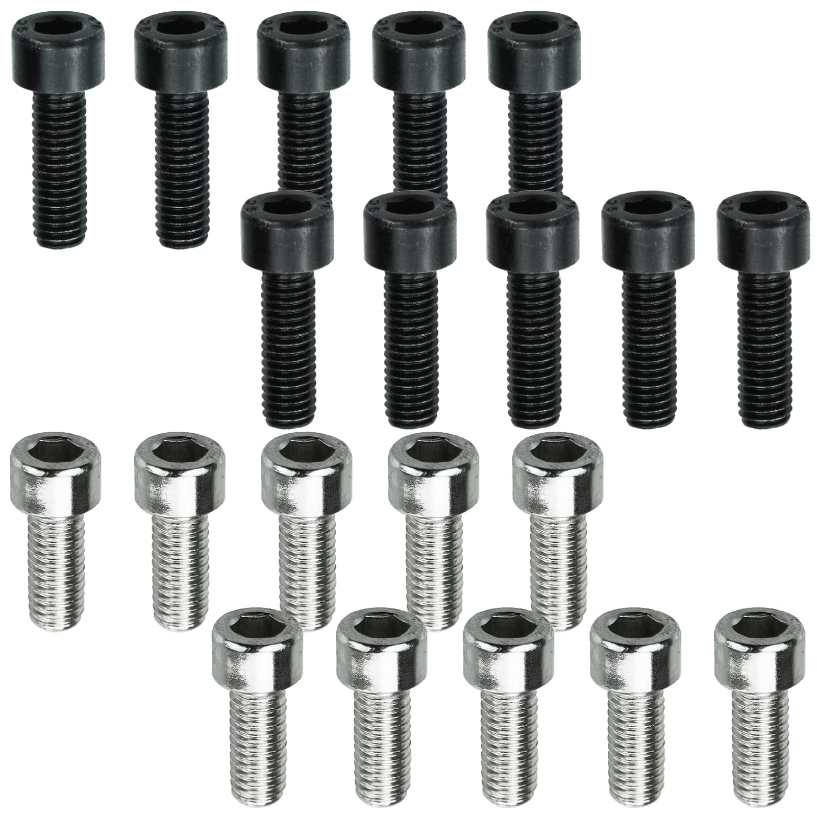 SZCXDKJ 20Pcs Bike Bolts,M5x16mm ?M5x12mm Bike Water Bottle Holder Cage Screws for Bike Water Bottle Holder?black and silver?