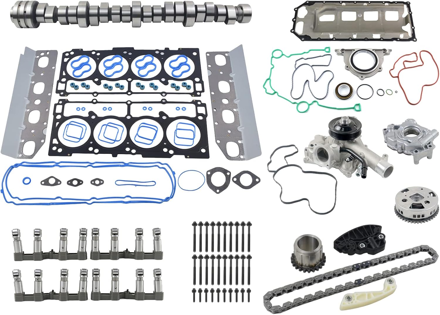 MDS Lifters Camshaft Kit Oil & Water Pump Kit Replacement for 2009-2018 Dodge Ram 1500 5.7L HEMI Engine Overhaul Kit 53022263AF 53021726AE 53021622BH 53022192AE
