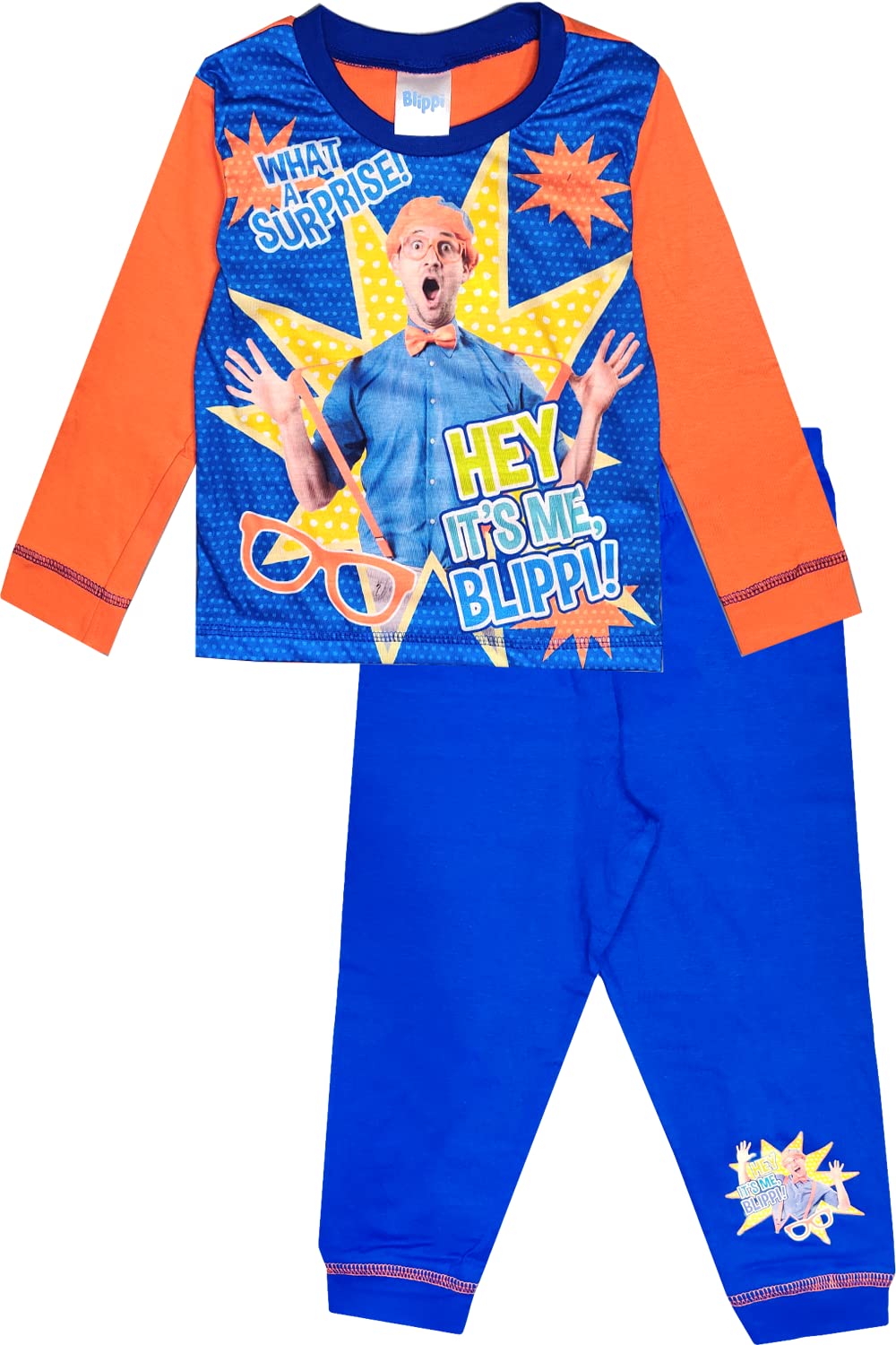 TDP Textiles Kids Blippi Pyjama Set Pjs Boys Girls Size 18 Months - 5 Years (18-24 Months, Orange)