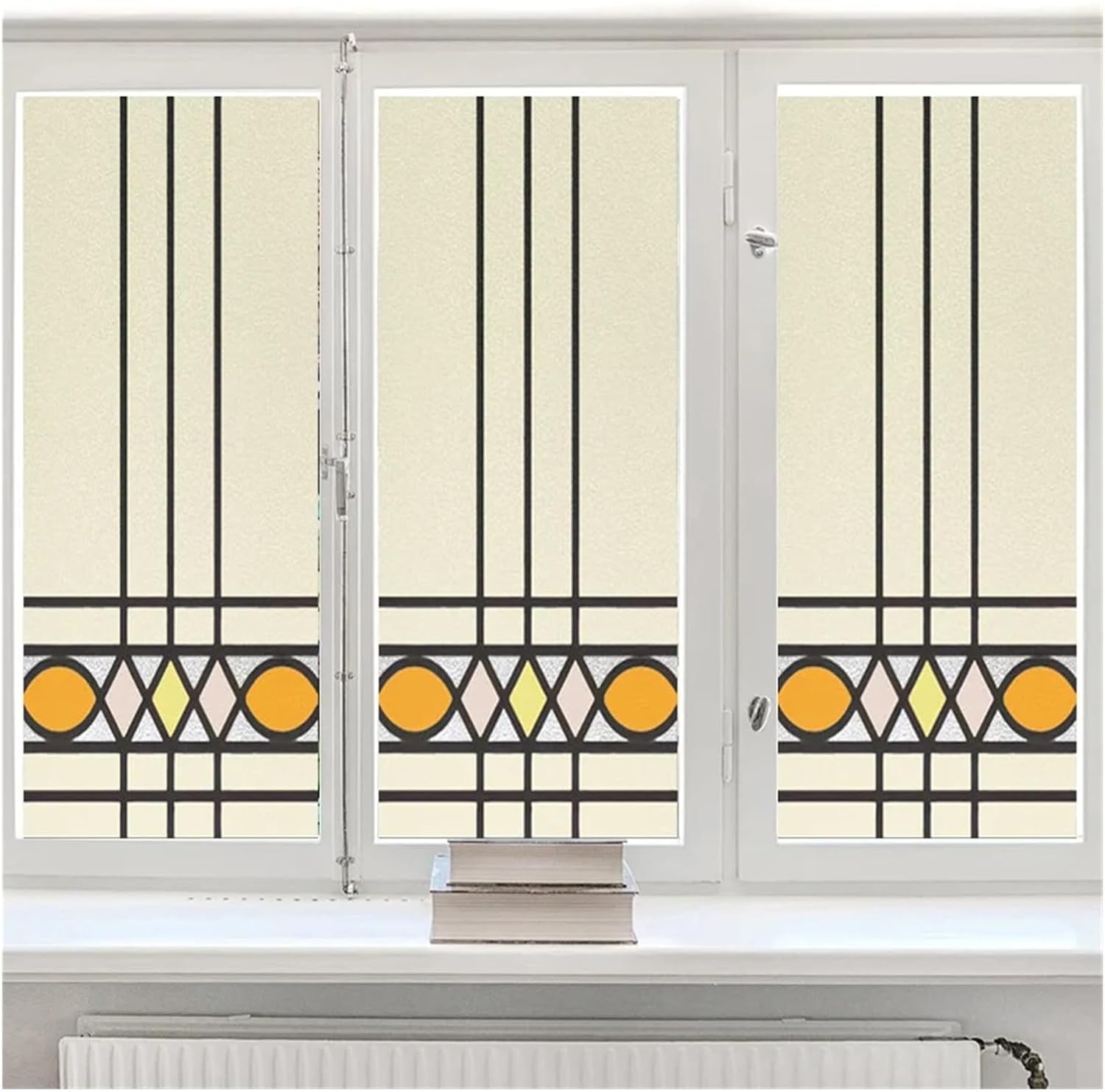 Window Film Privacy Custom Size Stained Glass Window Film Frosted Privacy Static Cling Retro Prairie Style Stickers Shower Bathroom Office Home Deco(24,40X60cm)