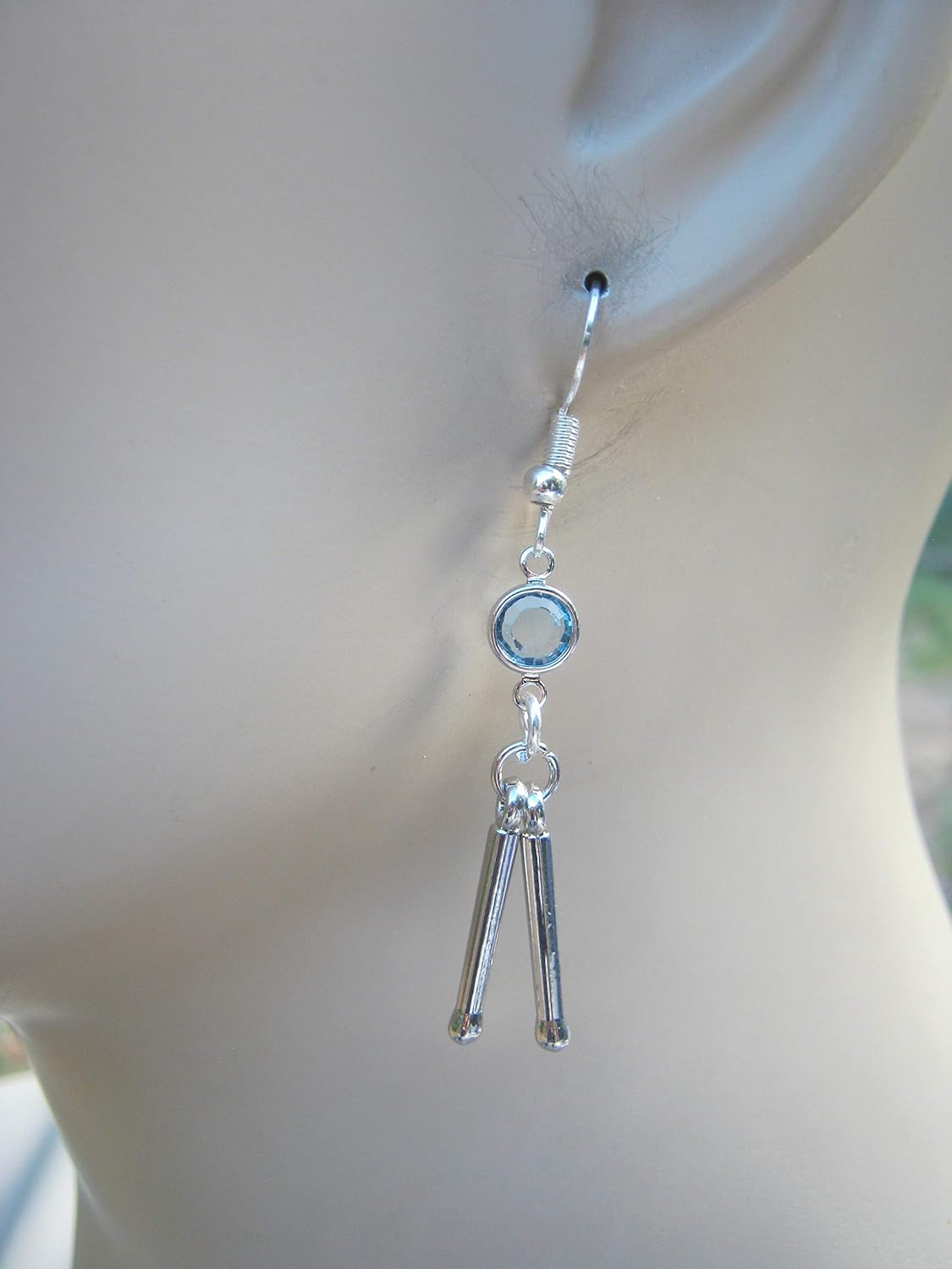 Drumstick Birthstone Earrings, Personalized Music Earrings, Drummer Earrings, Musical Percussion Jewelry