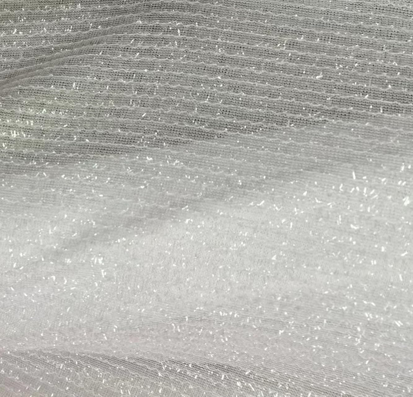 YYCRAFT Sparkling Lightweight Tinsel Lurex Fabric by The Yard Stretch 59" Wide Tablecloth Party Christmas Decoration（5 Yards,White）