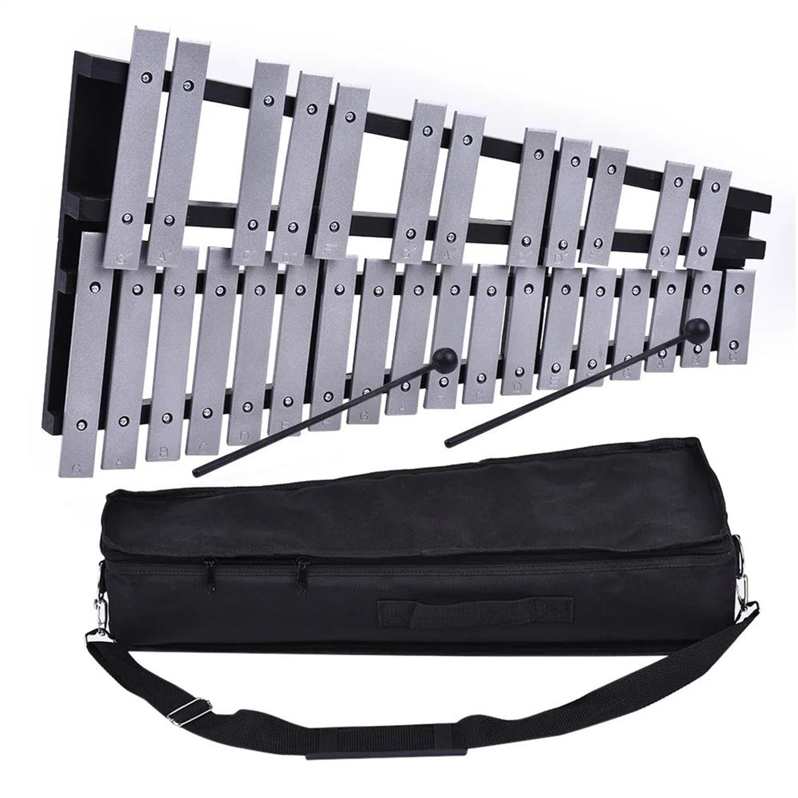 xilófono profesional Barras De Aluminio Plegables Con Marco De Madera Para Xilófono Glockenspiel De 30 Notas Con Bolsa De Transporte Fácil De Aprender