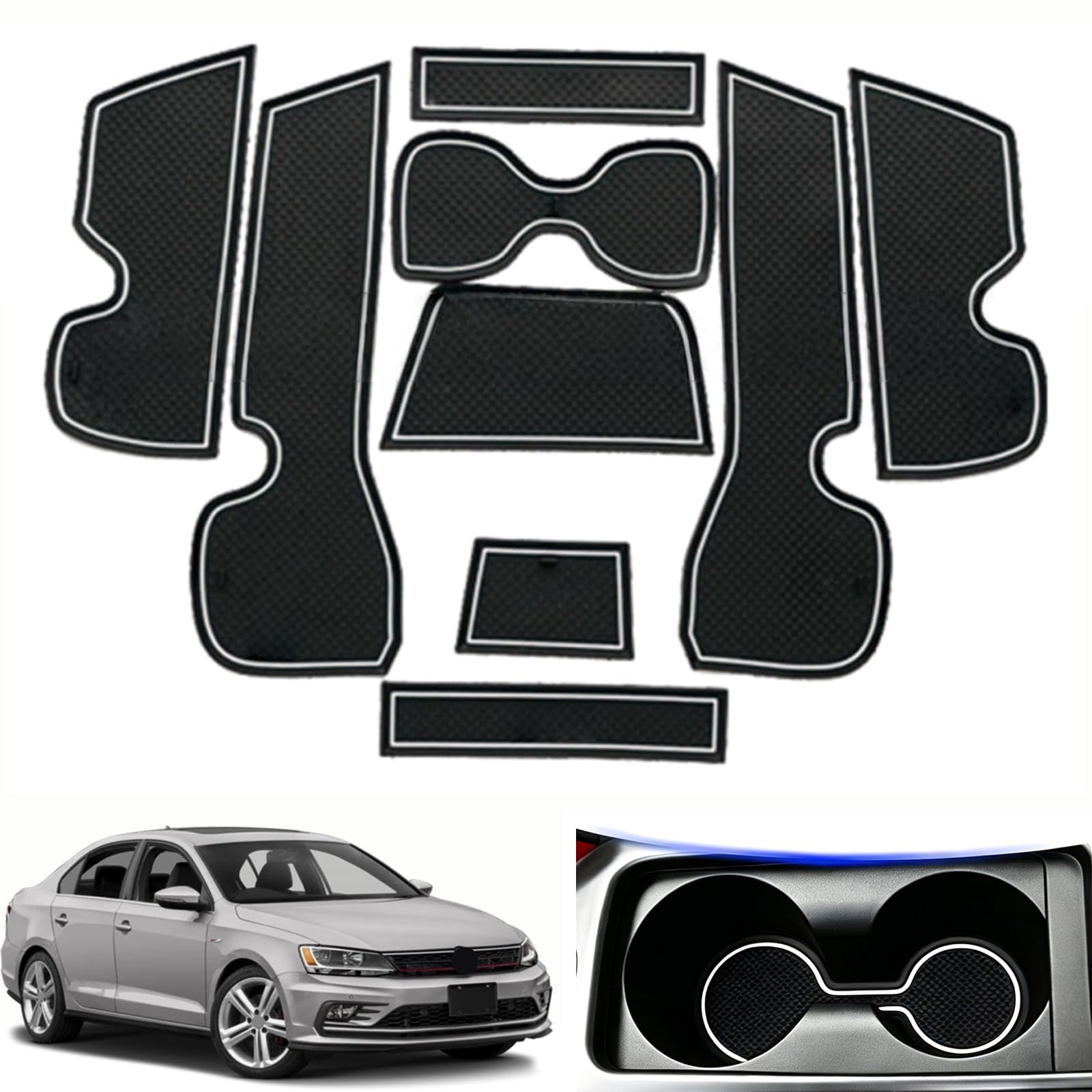 Alfombrillas de bolsillo para puerta de VW Jetta 2013-2019 para organizar