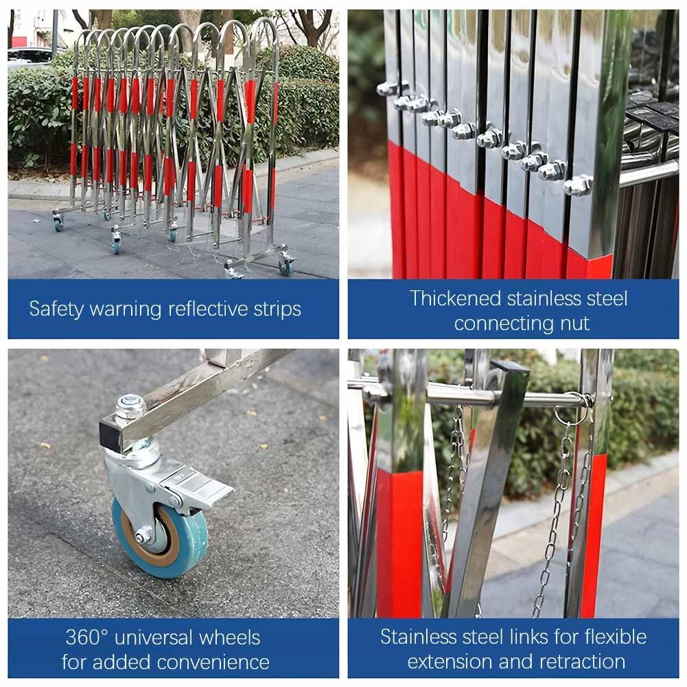 Barrera de tráfico retráctil - Barrera móvil Extensible con Ruedas para Control de Acceso de vehículos y Obras - 1,2 x 3 m (3,9 x 9,8 pies) Solución de Seguridad Vial