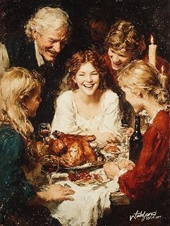 Cross Stitch Kits for Adults, Thanksgiving Day Sharing a Meal Together Needlepoint Counted Cross Kits for Beginners, Beginners Starter Kits, (40×50cm)