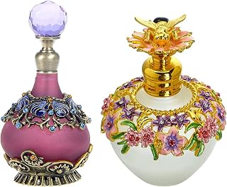 YUFENG 25ml Purple Glass Perfume Bottles and 40ML Flowers Bee Charm Decorative Vintage Crystal Perfume Decanter