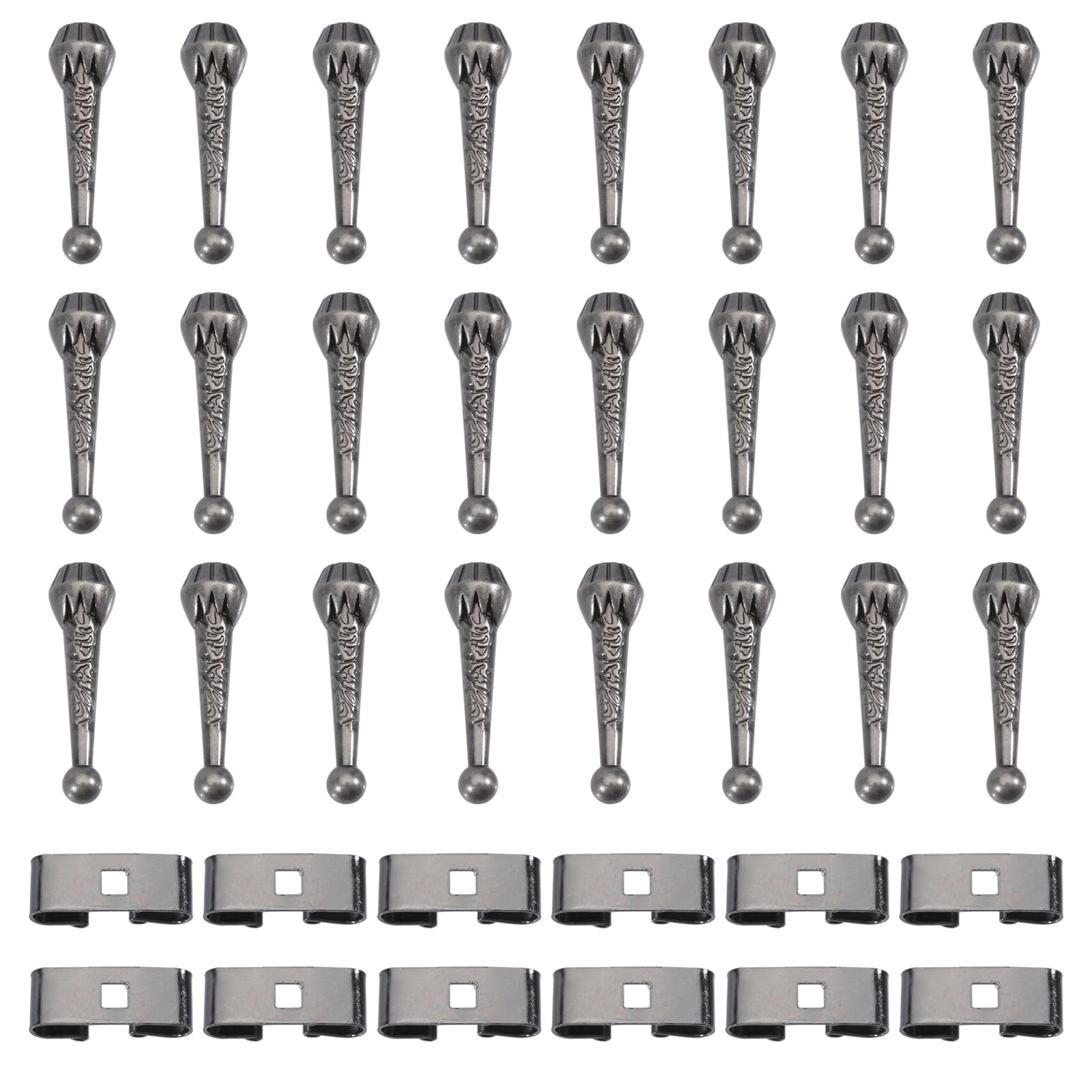 CHGCRAFT 36pcs Bolo Tie Findings Kit with 24Pcs Bolo Tie Tips Replacement End Caps and 12pcs Bolo Tie Slide Clasp Bolo Tie Supplies for Bolo Tie Making, Antique Silver