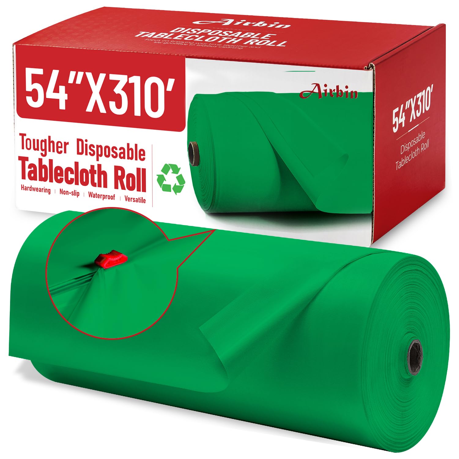 Plastic Table Cloth, 310 Ft X 54 In Table Cloth Disposable Green Tablecloth