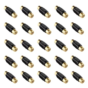RCA Female to RCA Female Coupler Adapter 25-Pack Gold Plated for Phono, Speaker, Cable, Amplifier