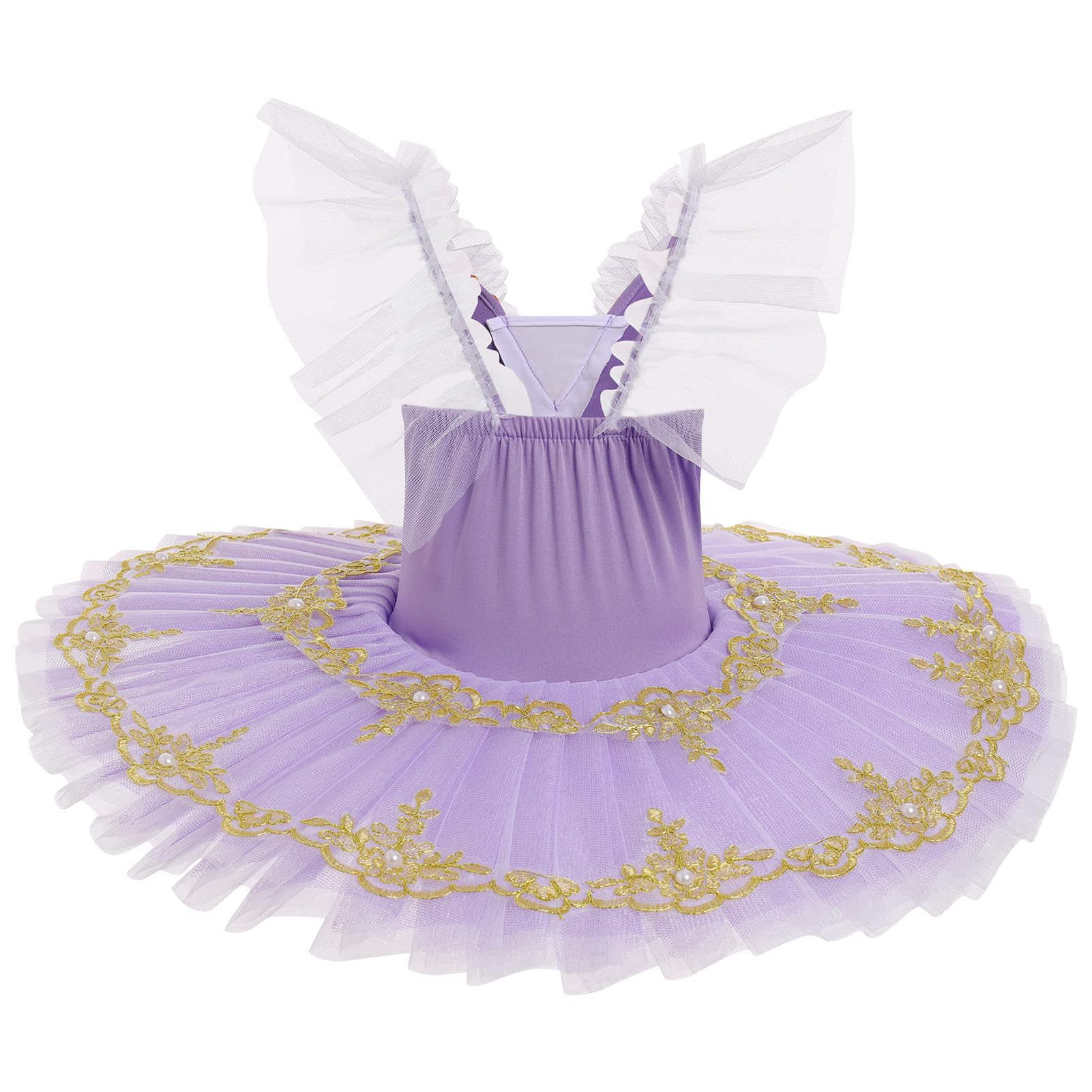IDOPIP Robe Ballet Enfant: Tutu Danse Classique Fille Justaucorps Danse Fille Ballerine Costumes Paillettes Broderie sans Manches Plateau Tutu - Spectacle De Ballet Danse