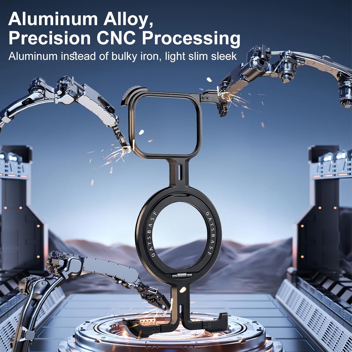 Frameless Case for Google Pixel 9 Pro Fold Phone Case,360°Rotatable Magnetic Ring Kickstand,Aluminum Metal Bezel Less Minimalist Camera Lens Protective,Military Grade Shockproof Cover(Black)