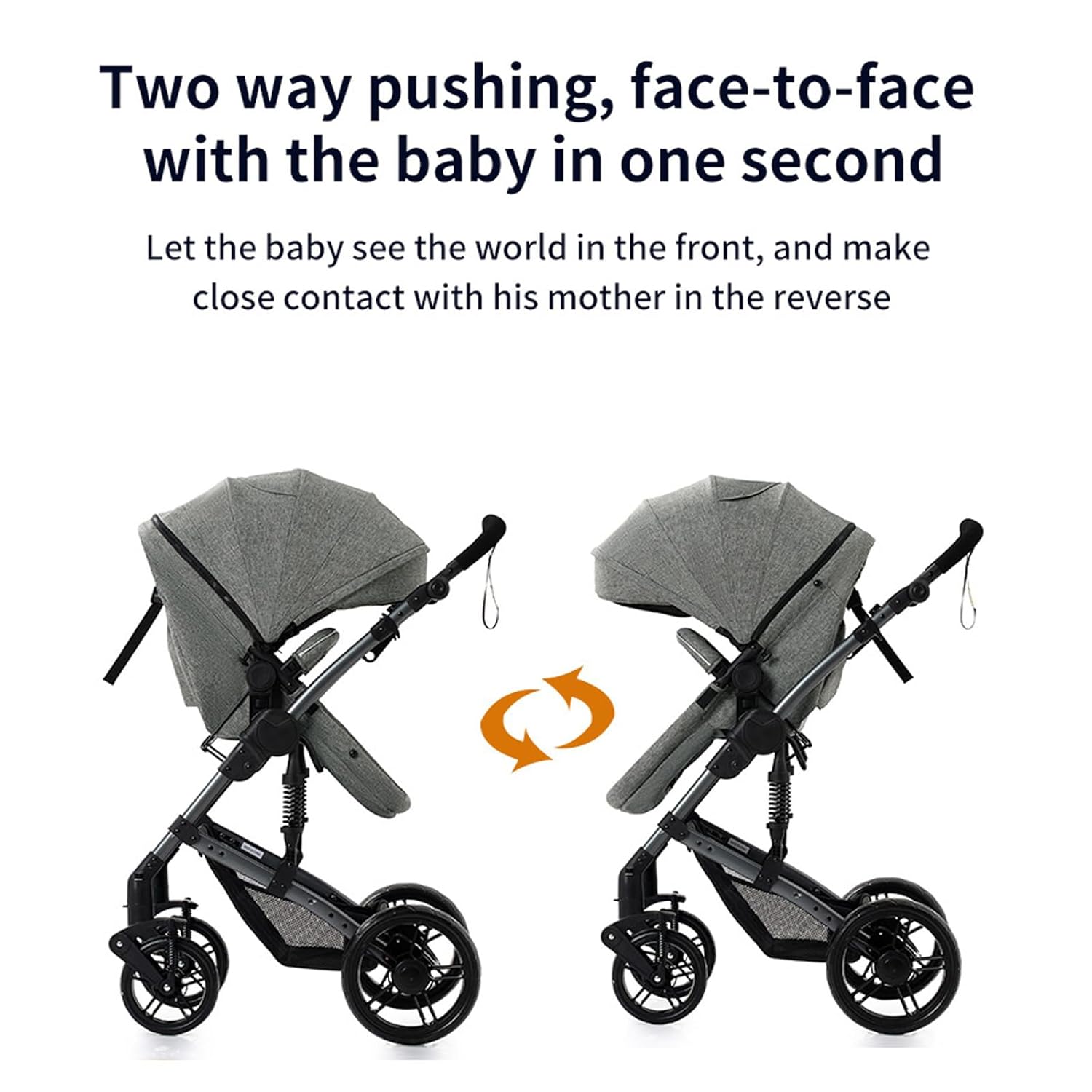 Baby Stroller Baby Prams Pushchair 2 in 1, Foldable, Portable, Comfortable, for Infant Toddler Aged 0-36 Months (588-BLACK)
