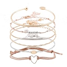 Layered Bracelet Set Assorted Beaded Bracelet Multiple Stackable Wrap Bangle Jewelry Adjustable