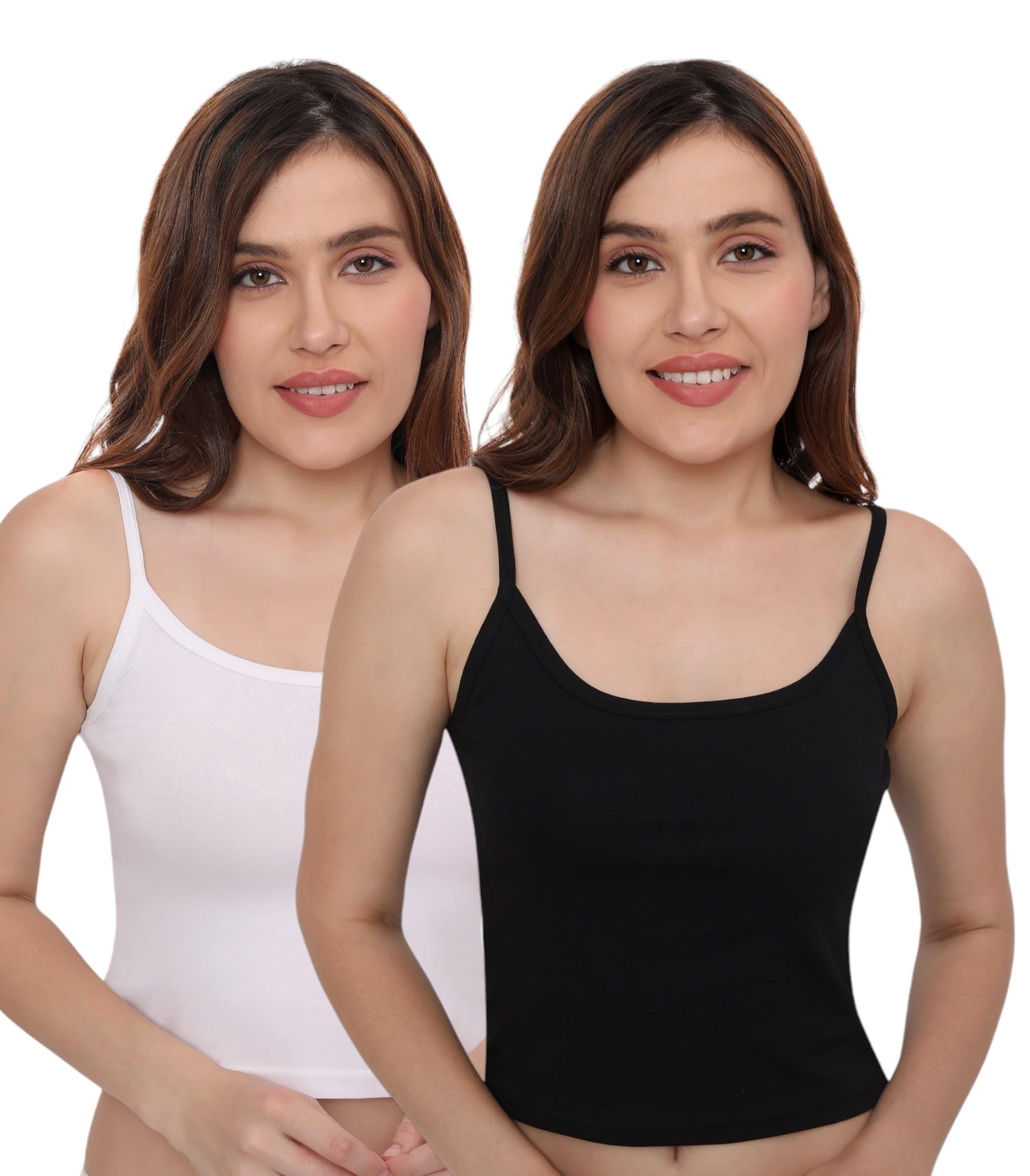 Women's Non Padded Cotton Short Slip Relaxed Fit Camisole(Pack Of 2)-image-26