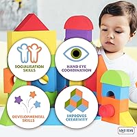 Vista 9 de Bloques de espuma de construcción grandes para niños pequeños – Bloques de construcción gigantes gigantes grandes (30 piezas)