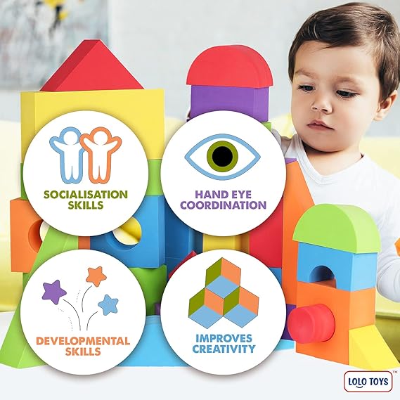 LOLO TOYS Large Building Foam Blocks for Toddlers Giant Jumbo Big Building Blocks (30 Pieces)
