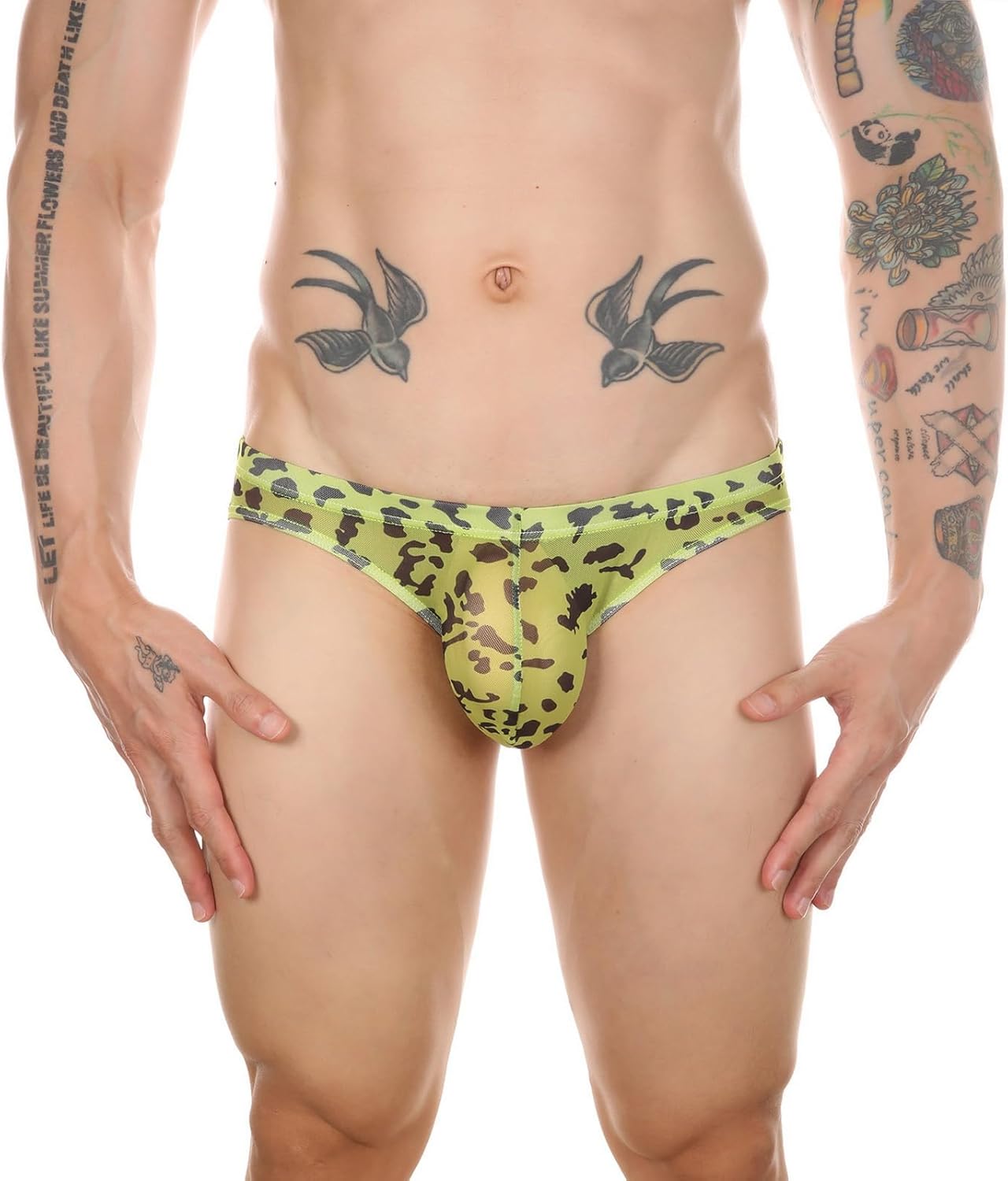 Faringoto Men Sexy Leopard Print Underwear Pouch Panties Men'S Bikini Briefs Jockstrap